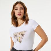 Guess Ghost Leopard Logo R3 Kadın Beyaz T-Shirt