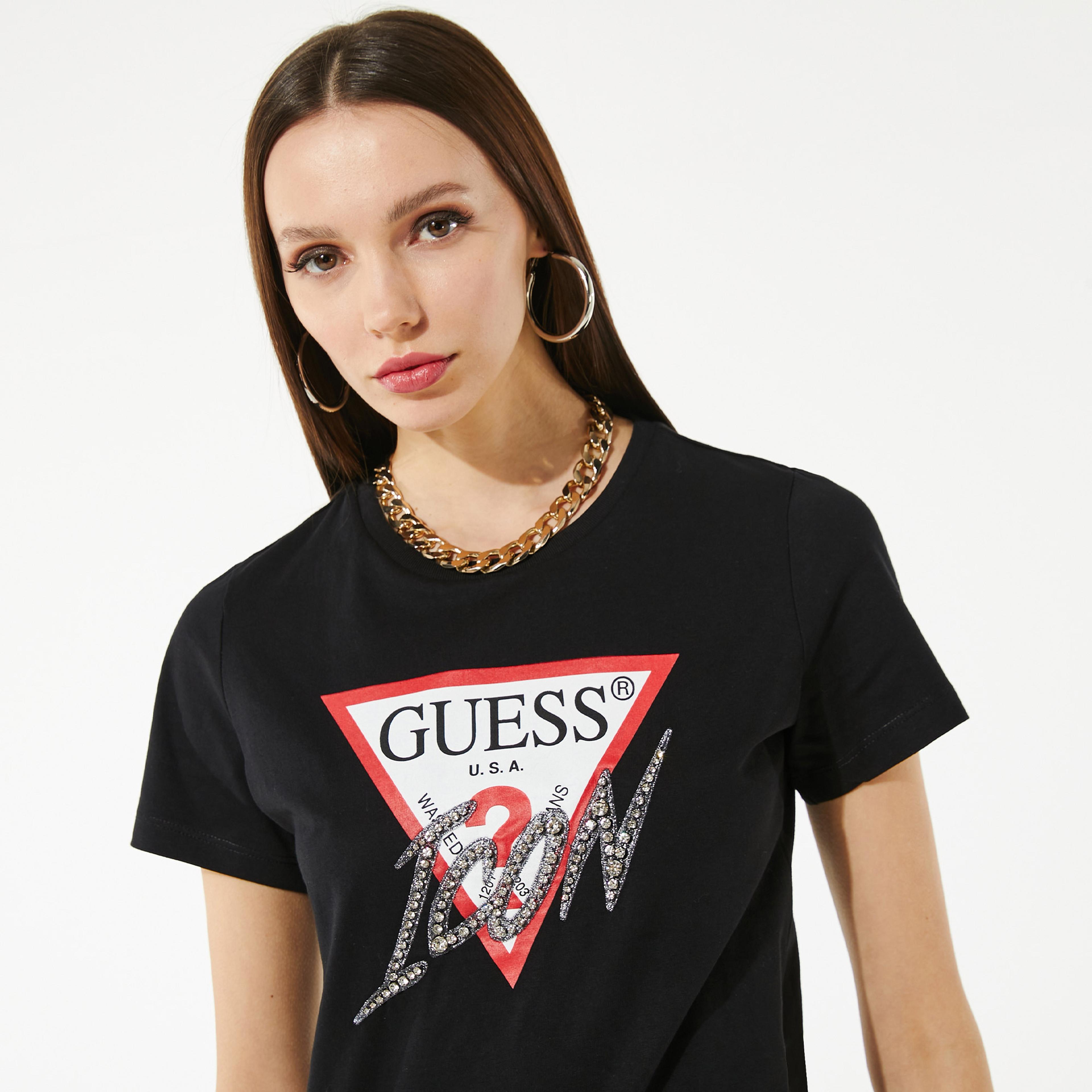 Guess Icon Kadın Siyah T-Shirt