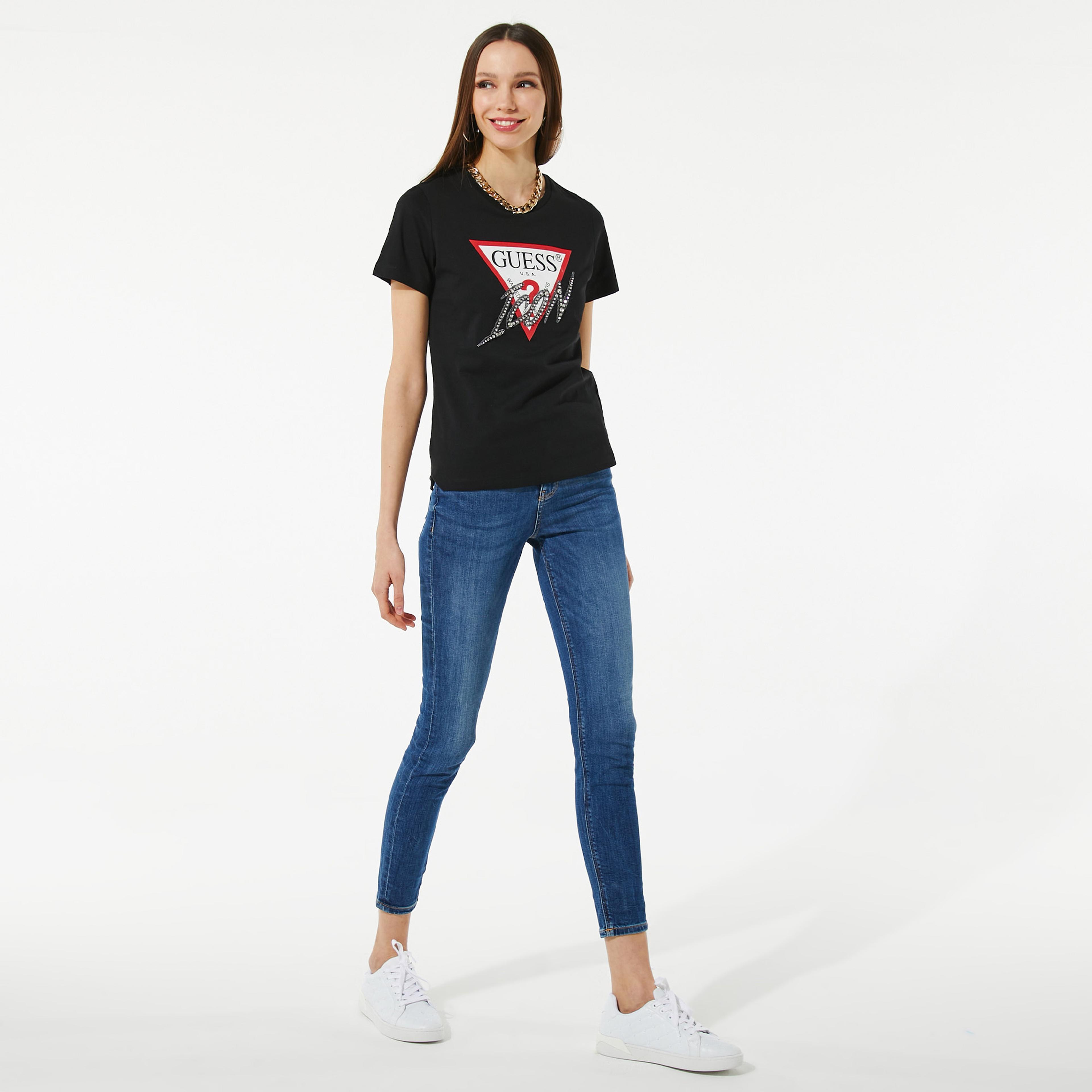 Guess Icon Kadın Siyah T-Shirt