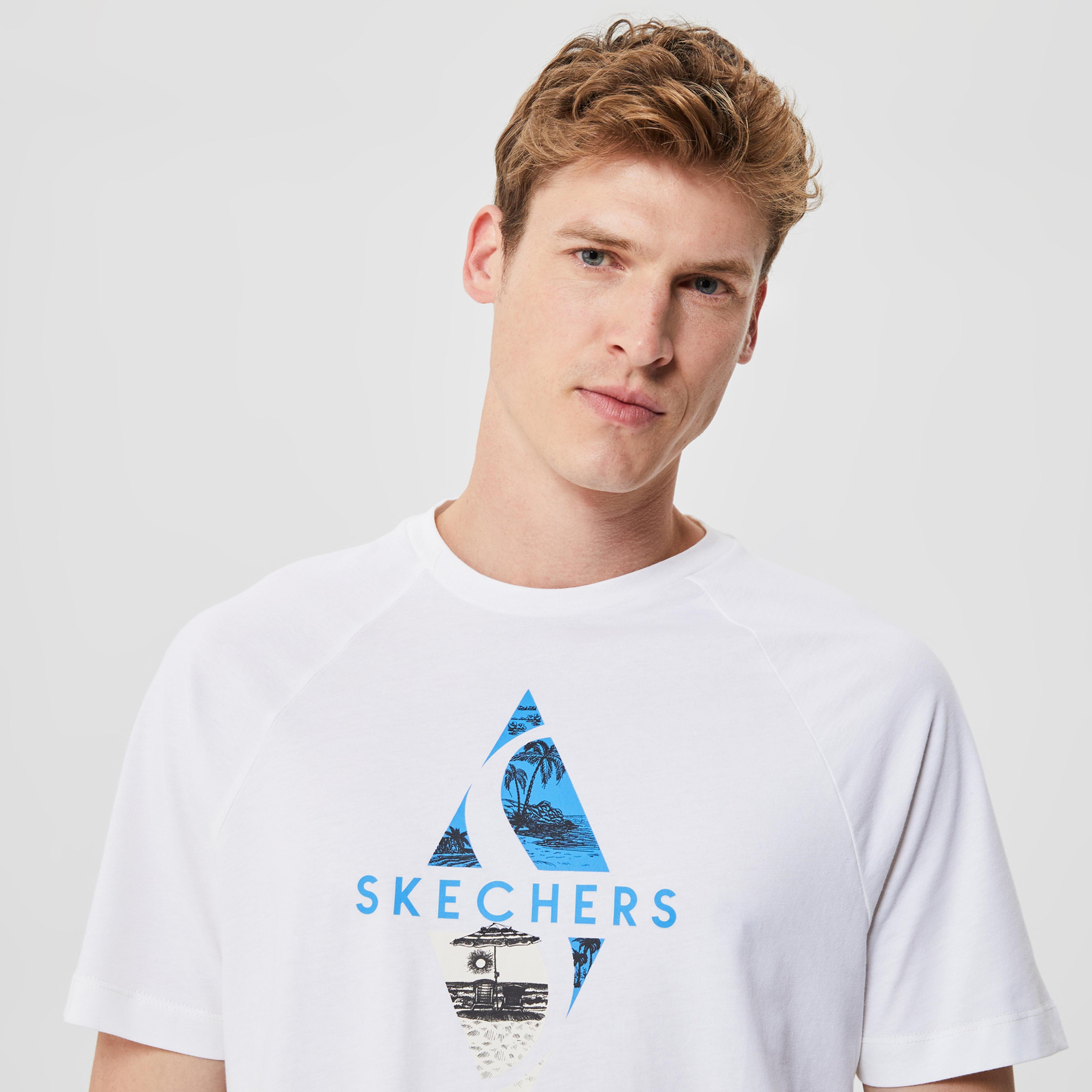 Skechers Graphic Tee Diamond Logo Erkek Beyaz T-Shirt