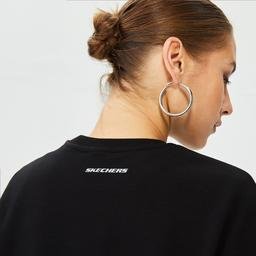Skechers Terry Fleece Logo Print Kadın Siyah Sweatshirt