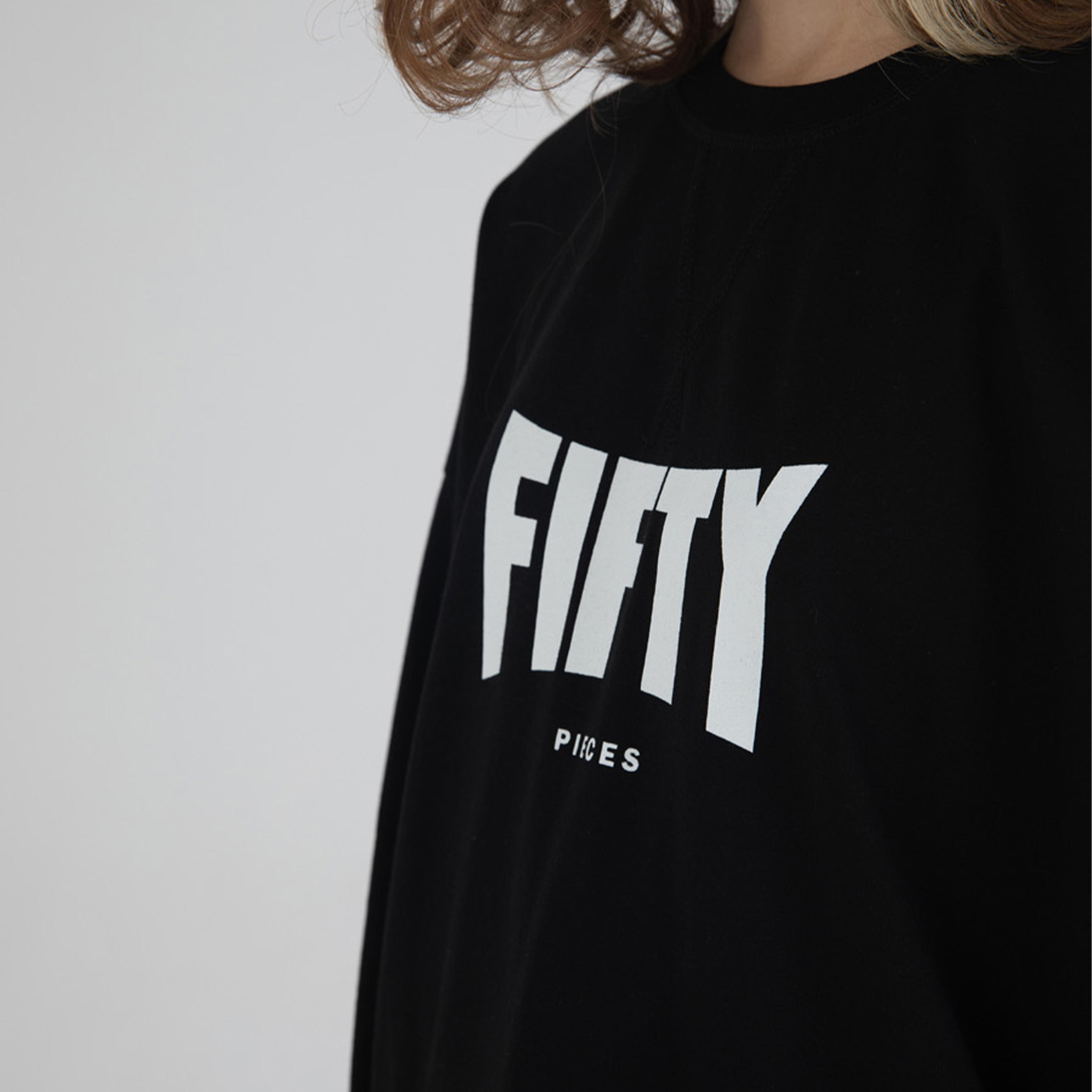 Fifty Pieces Oversize Kadın Siyah T-Shirt