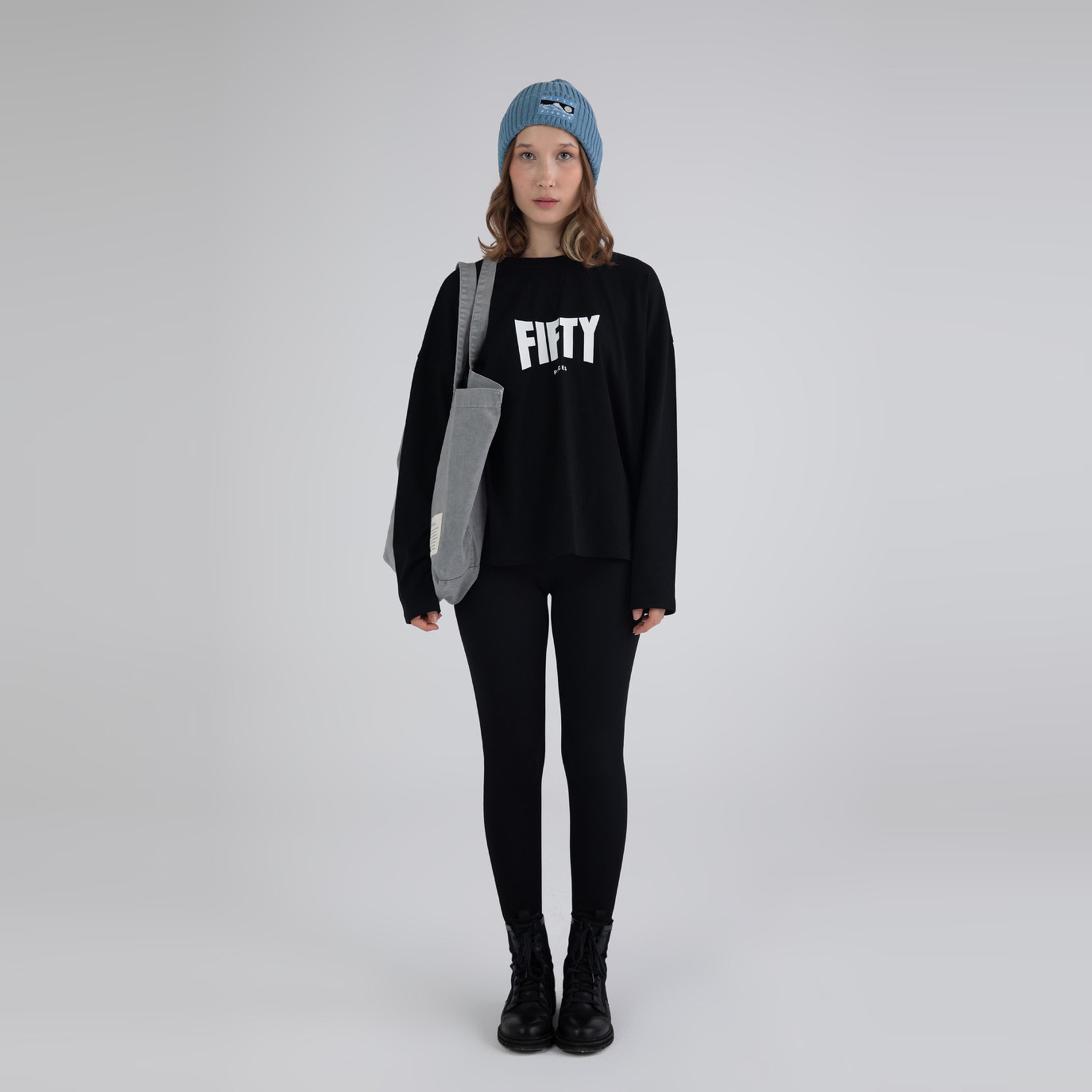 Fifty Pieces Oversize Kadın Siyah T-Shirt