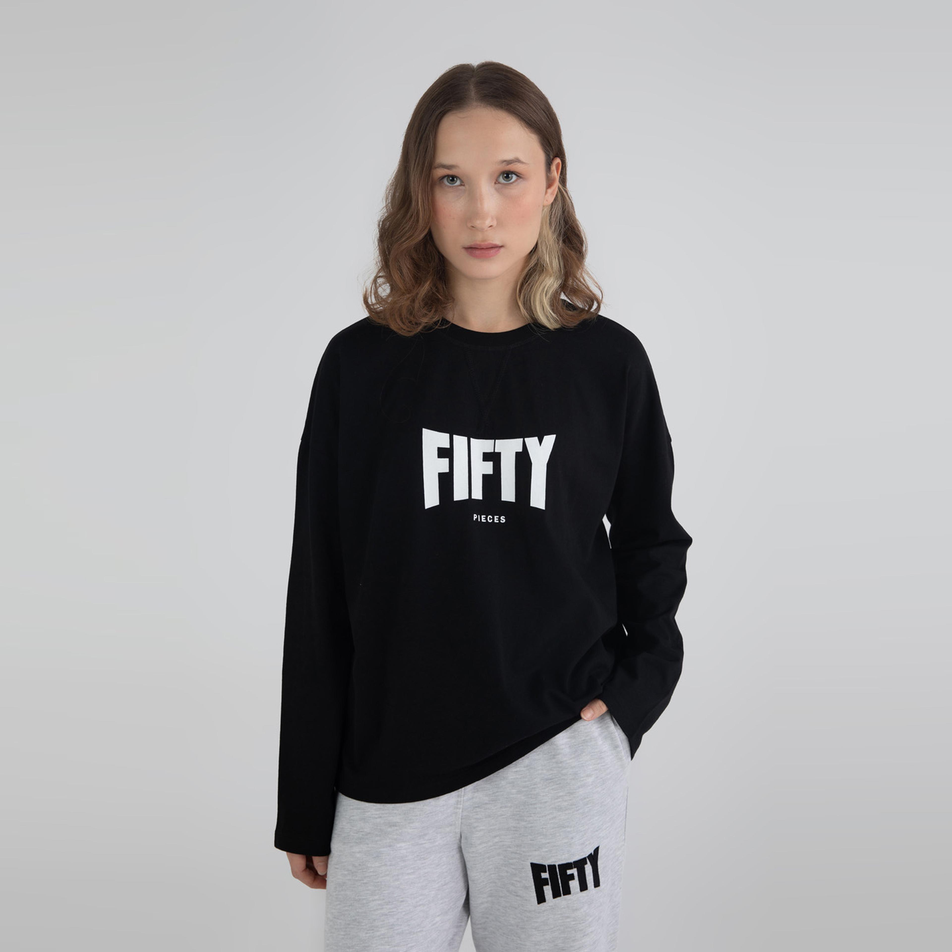 Fifty Pieces Oversize Kadın Siyah T-Shirt