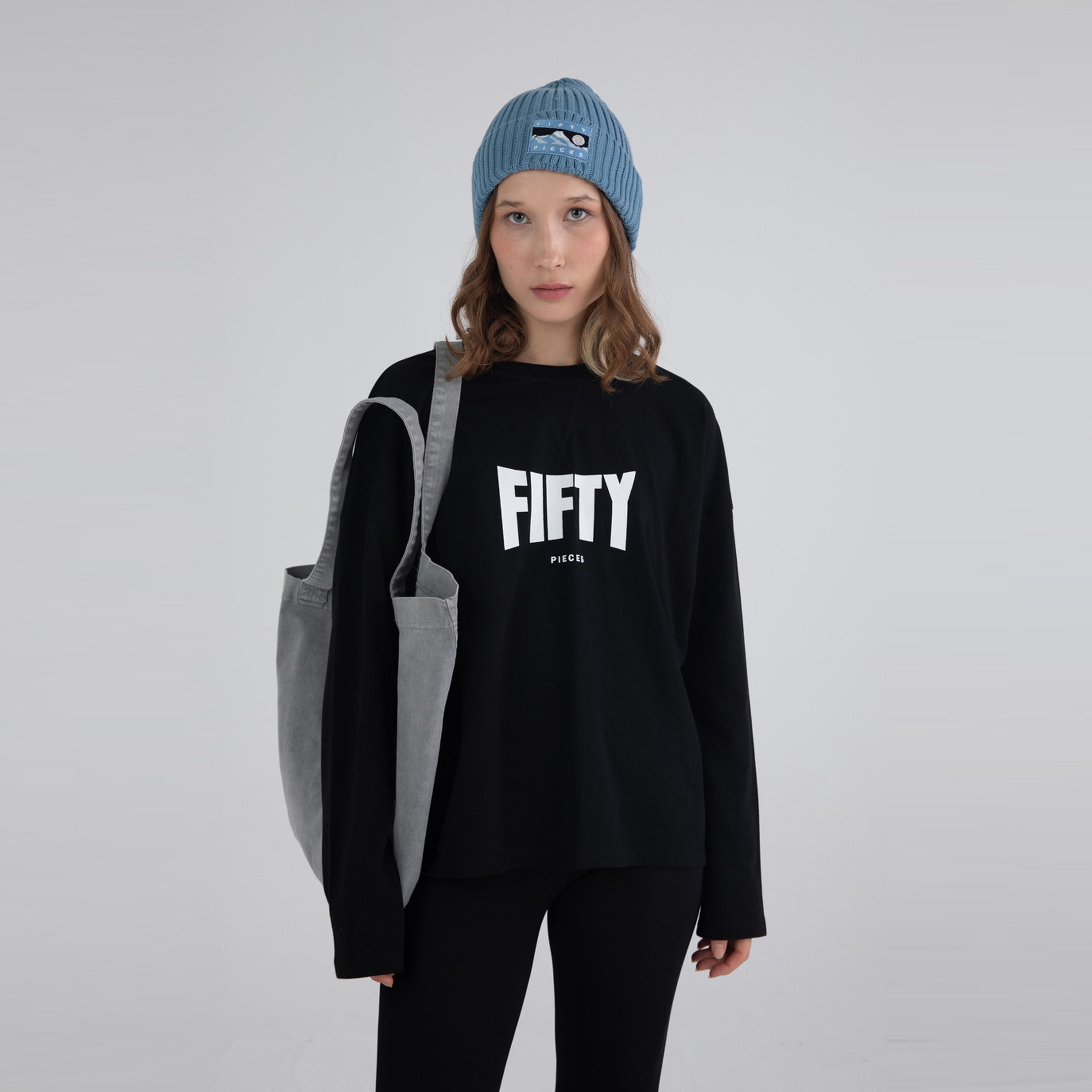 Fifty Pieces Oversize Kadın Siyah T-Shirt