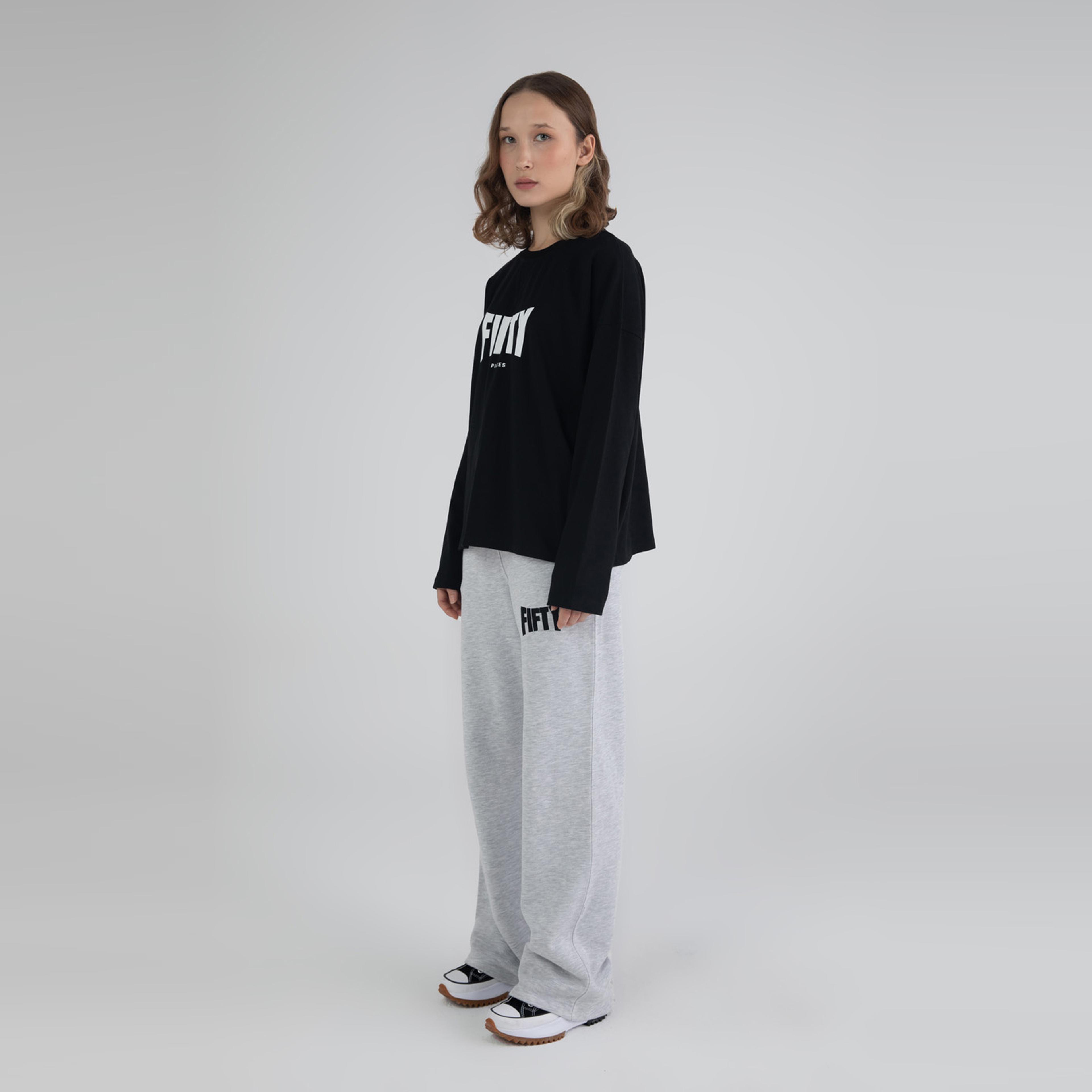 Fifty Pieces Oversize Kadın Siyah T-Shirt