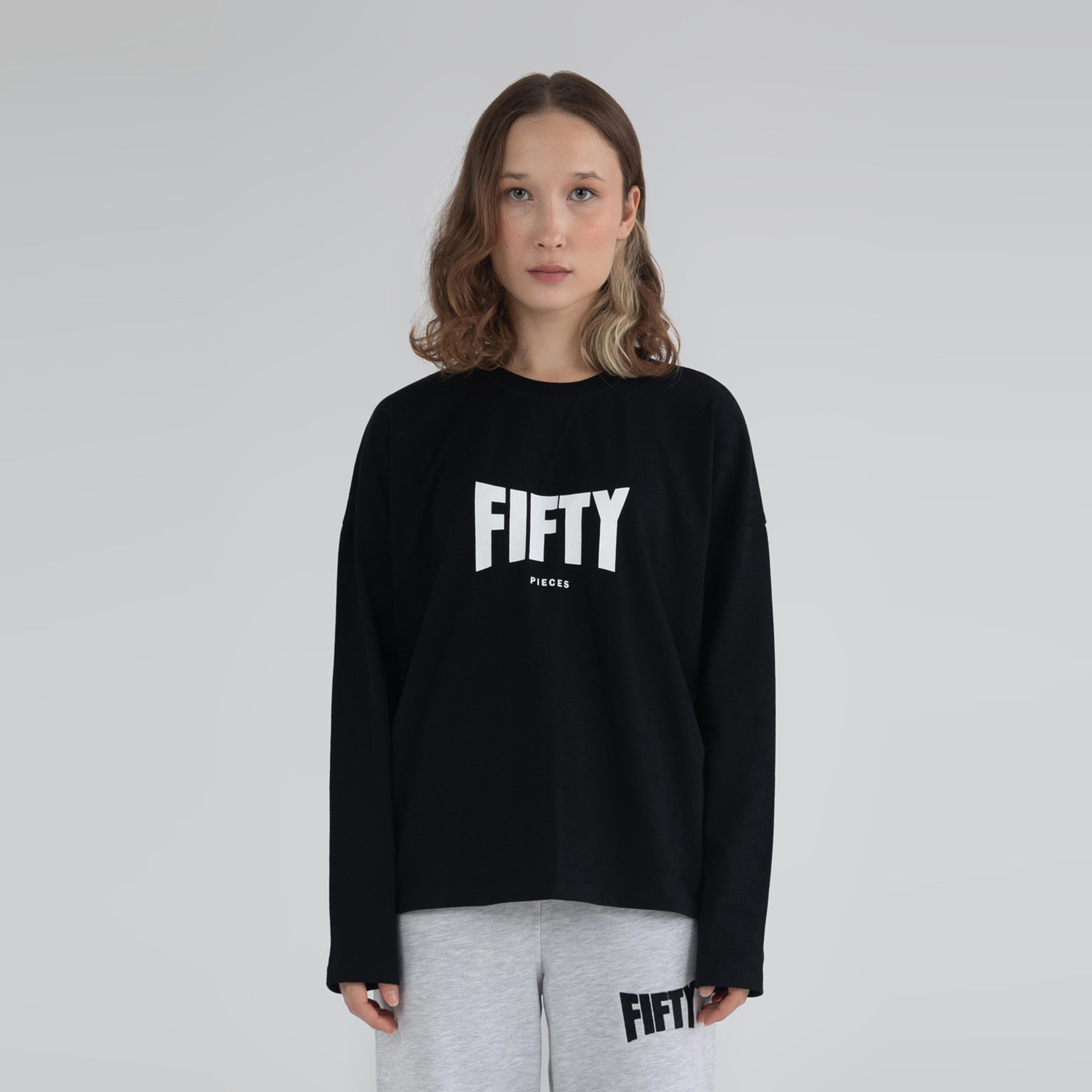 Fifty Pieces Oversize Kadın Siyah T-Shirt