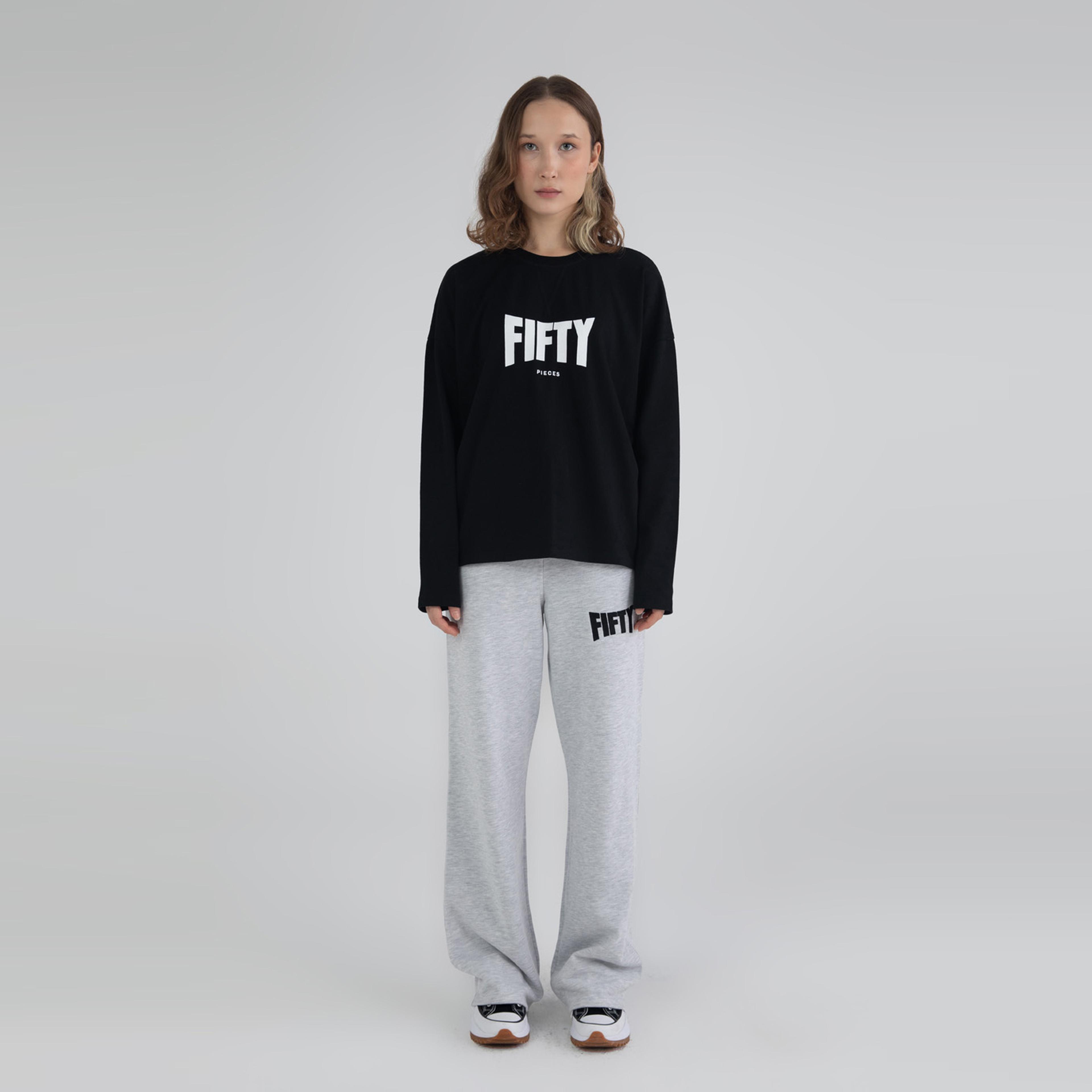 Fifty Pieces Oversize Kadın Siyah T-Shirt