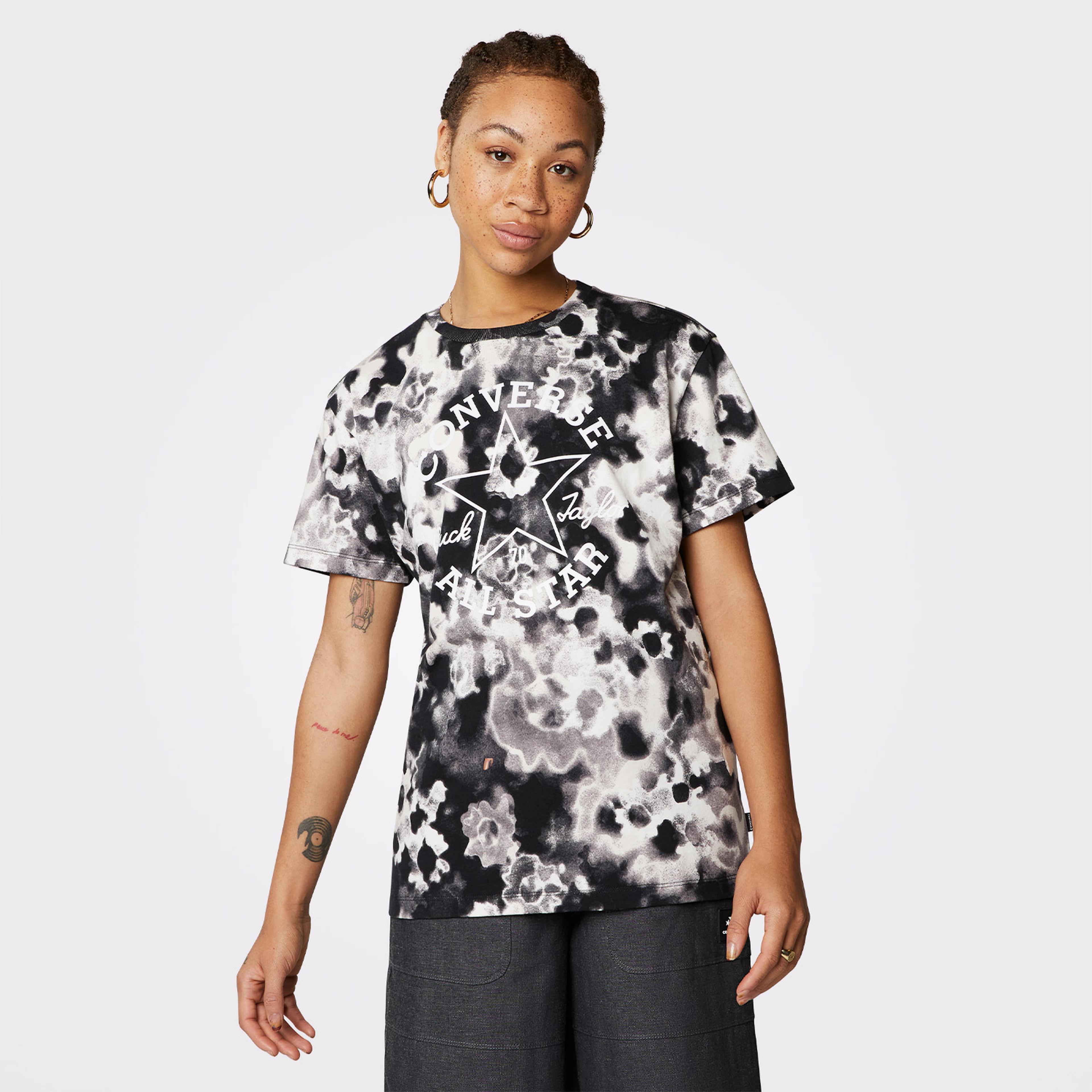 Converse Flower Patch Kadın Gri T-Shirt