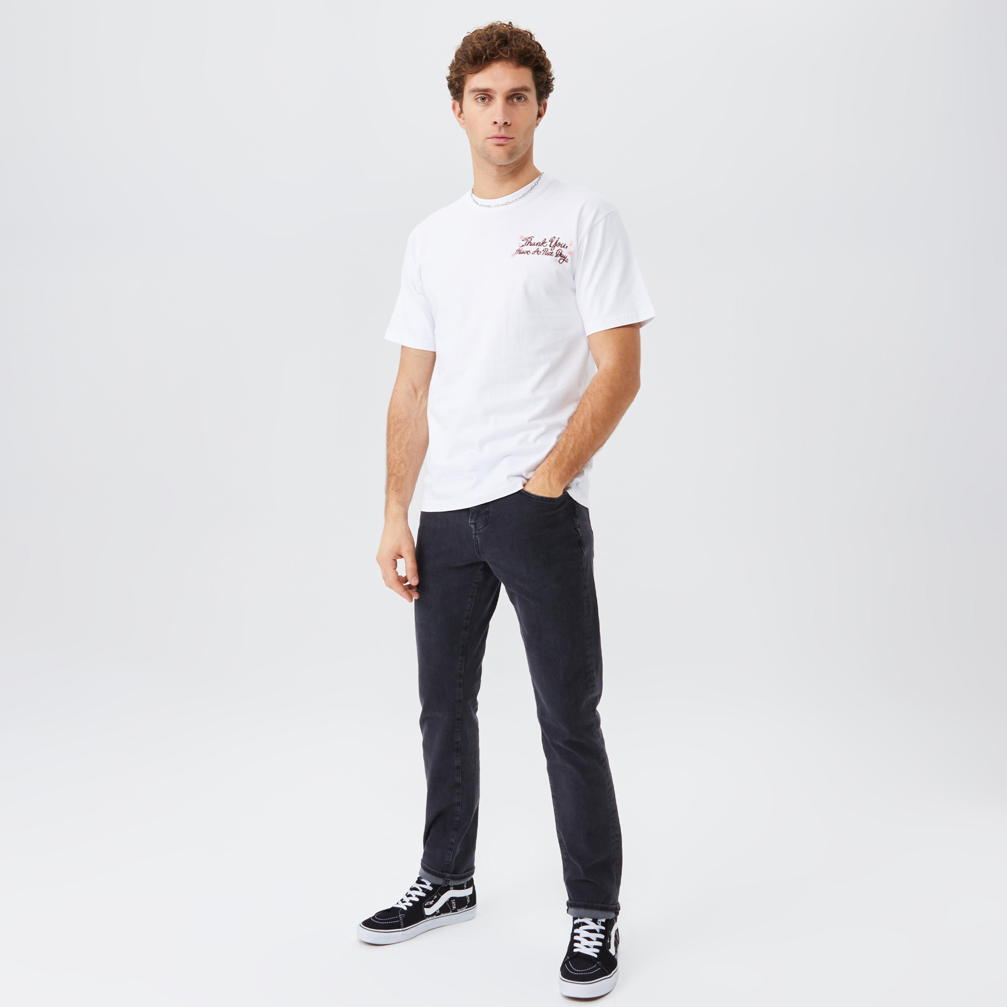 Market Thank You Rose Erkek Beyaz T-Shirt