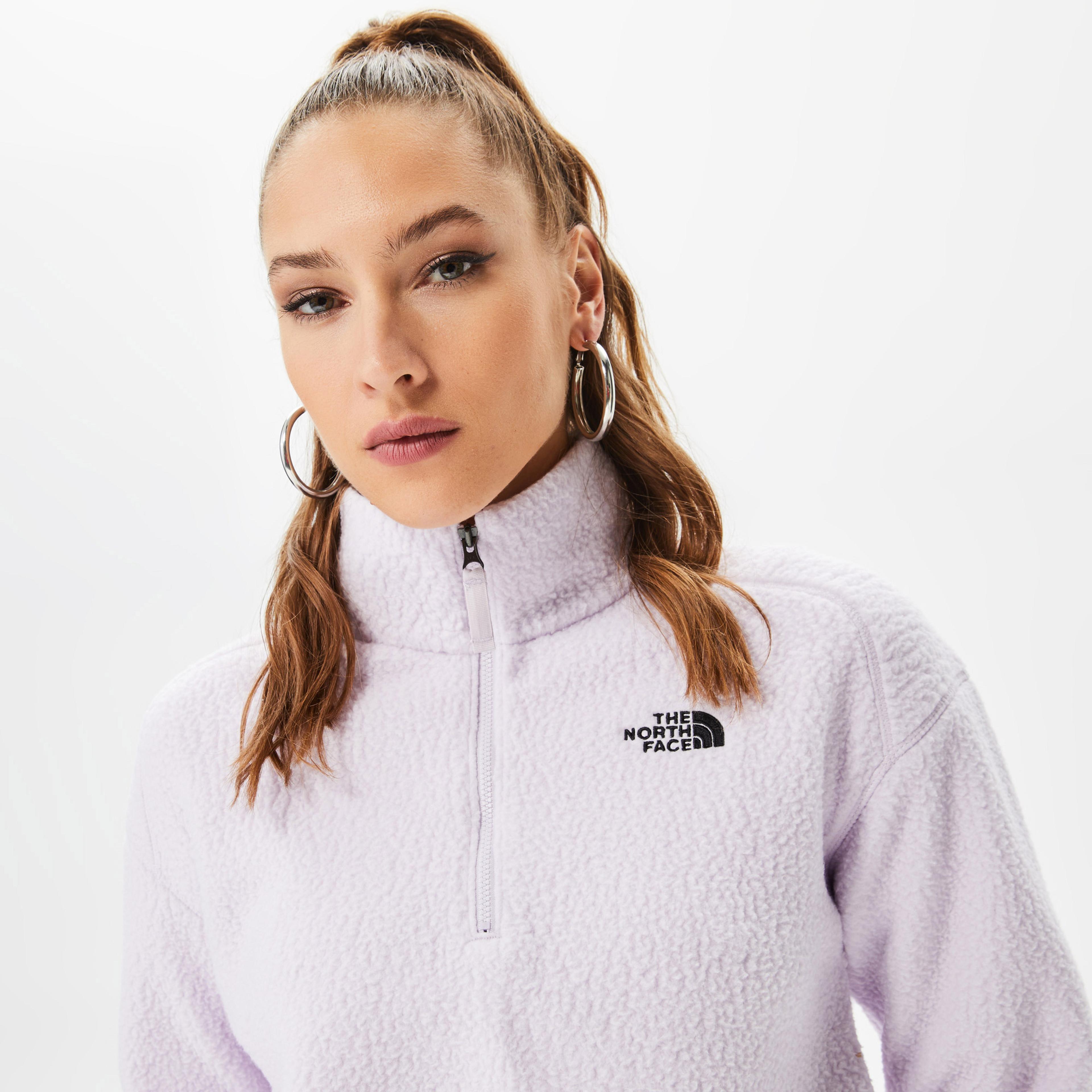 The North Face Crop High Pile Fleece Kadın Mor Sweatshirt