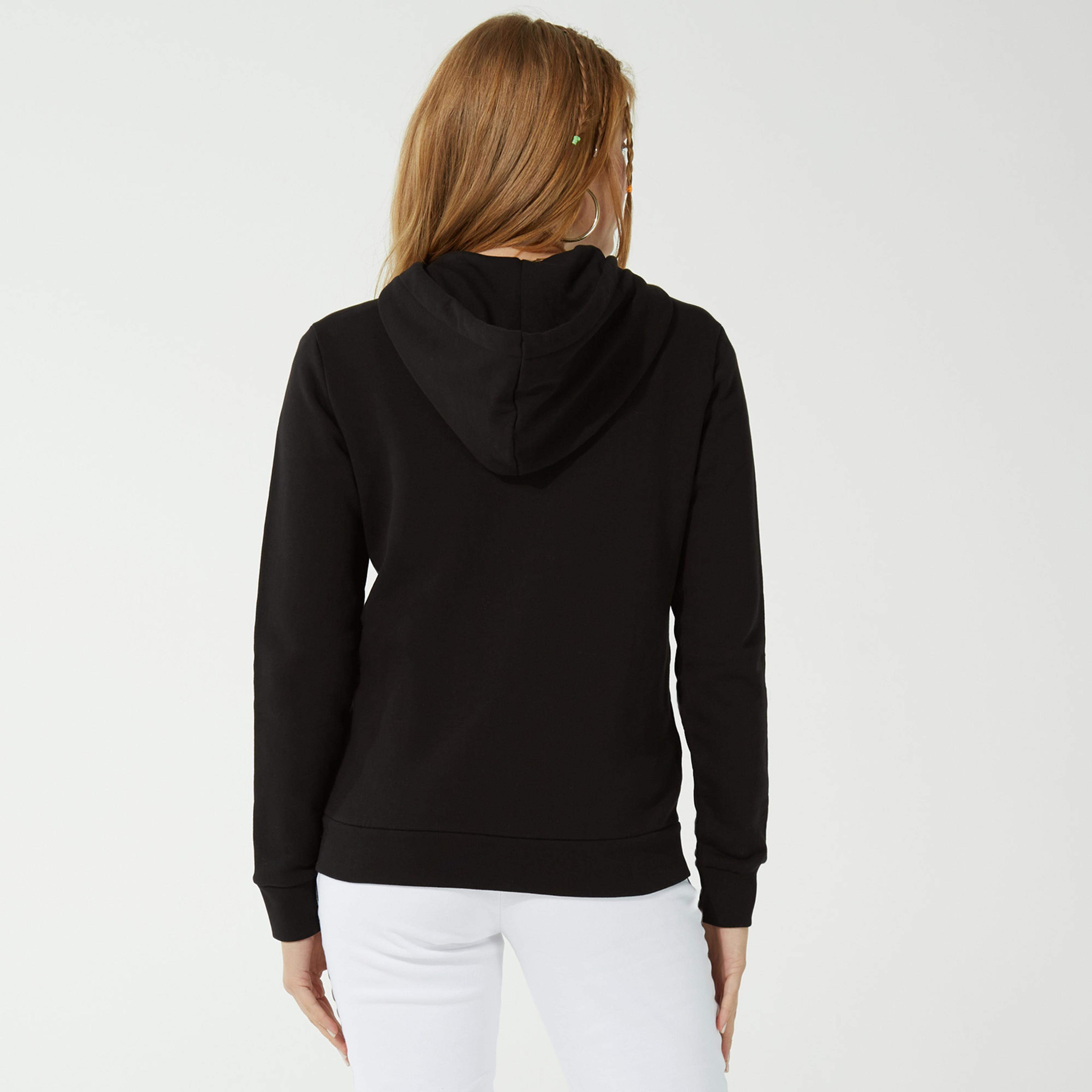 Armani Exchange Baskılı Kadın Siyah Fermuarlı Sweatshirt
