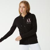 Armani Exchange Baskılı Kadın Siyah Fermuarlı Sweatshirt