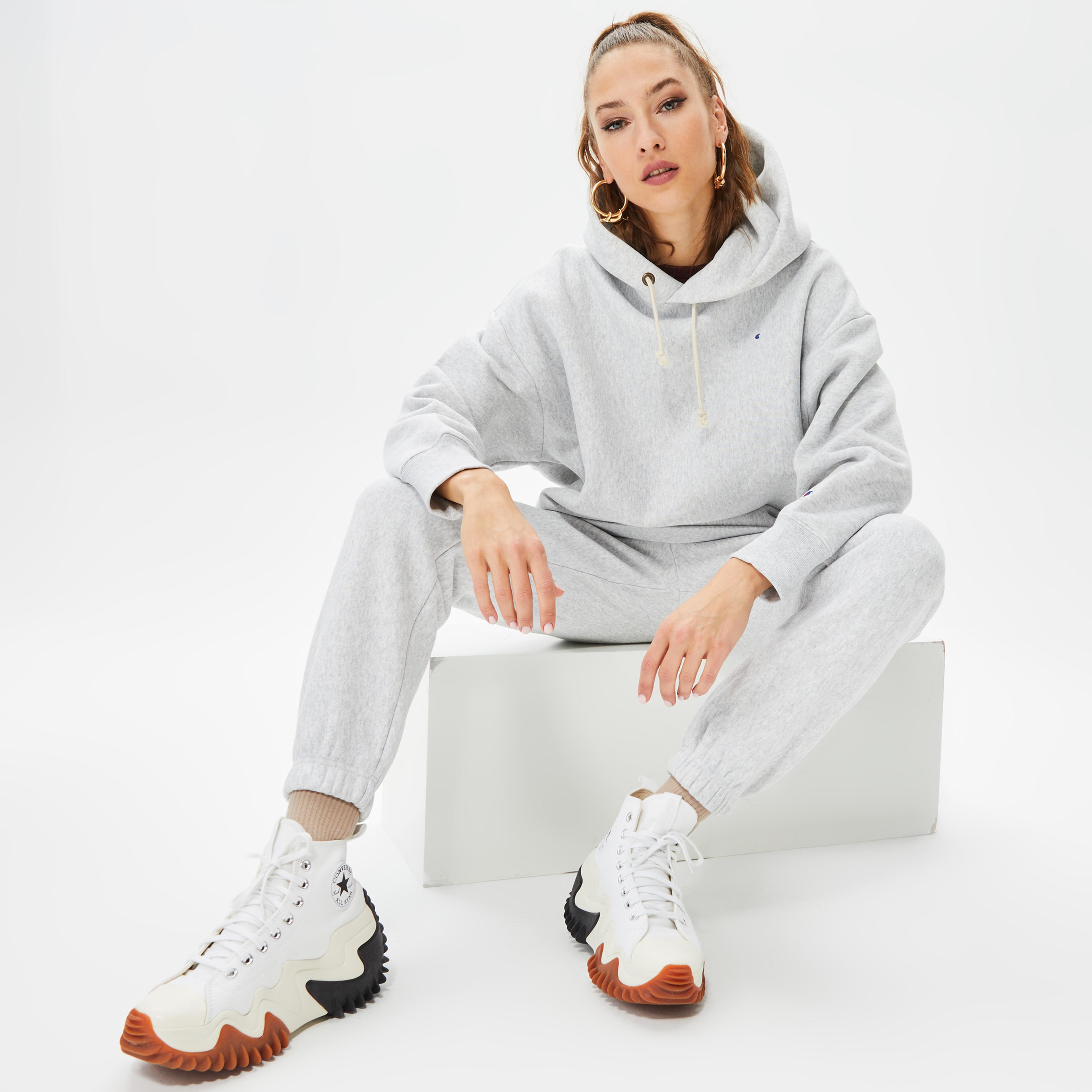 Champion Cuff Kadın Gri Hoodie