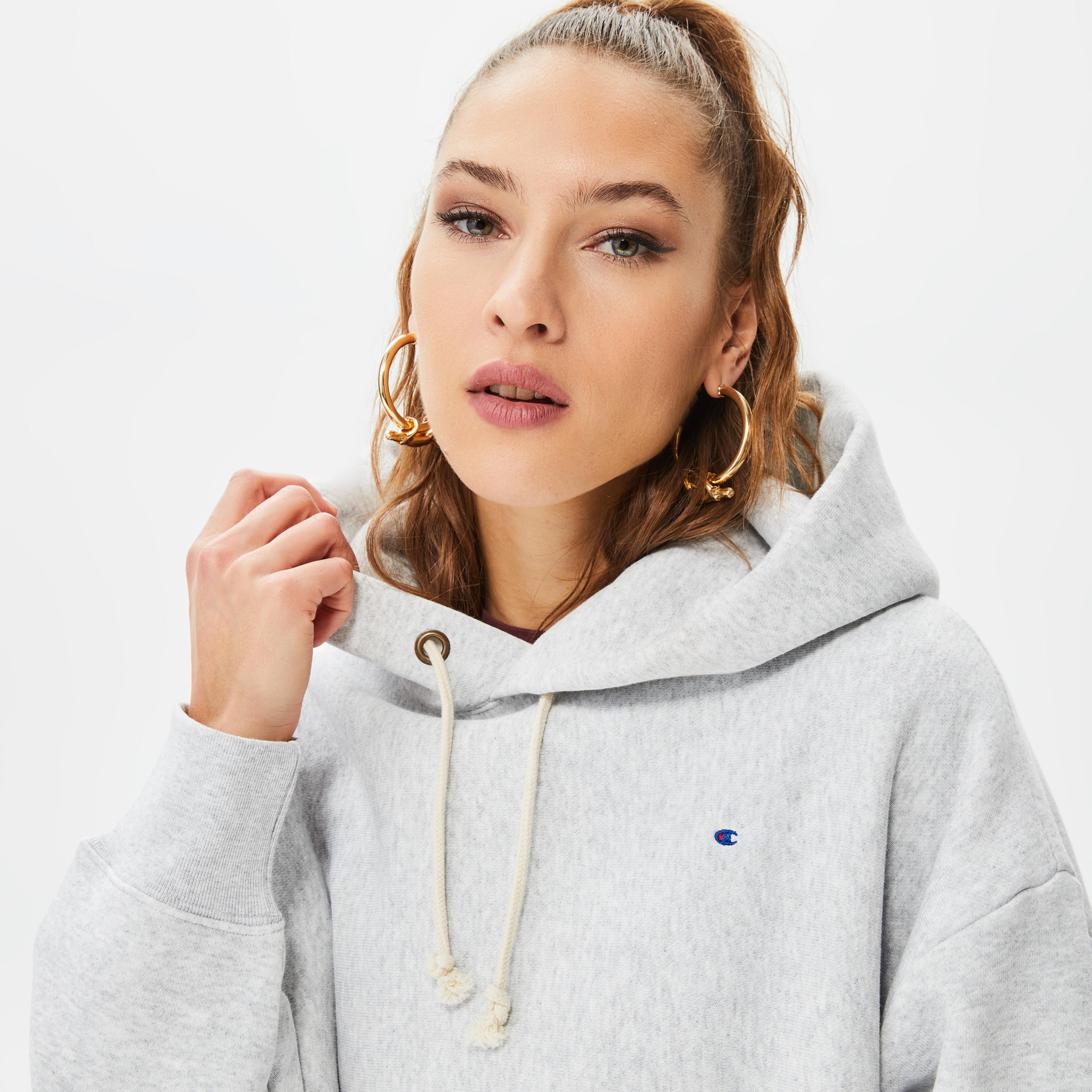 Champion Cuff Kadın Gri Hoodie