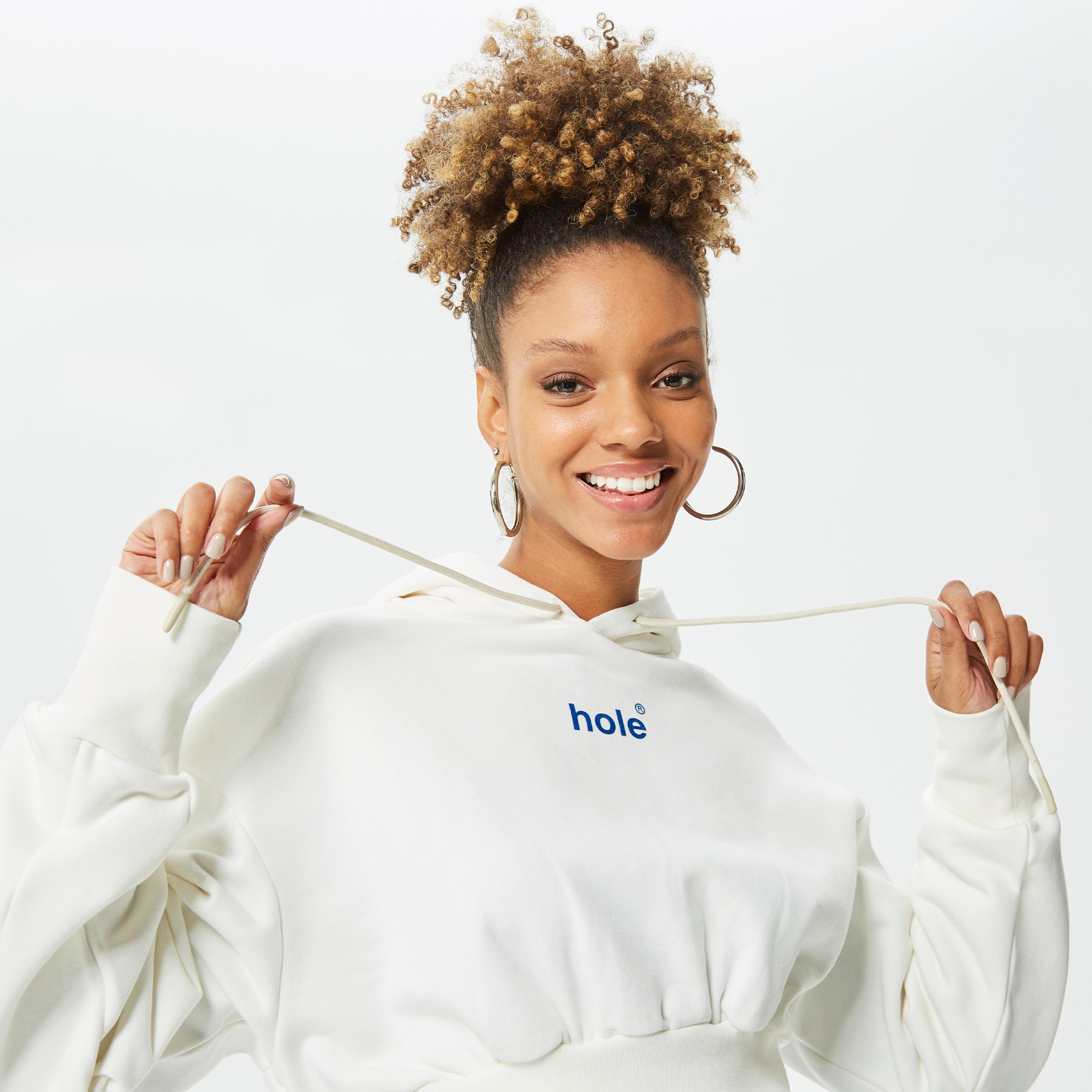 Holeacademıe Crop Hoodıe Kadın Krem Hoodie
