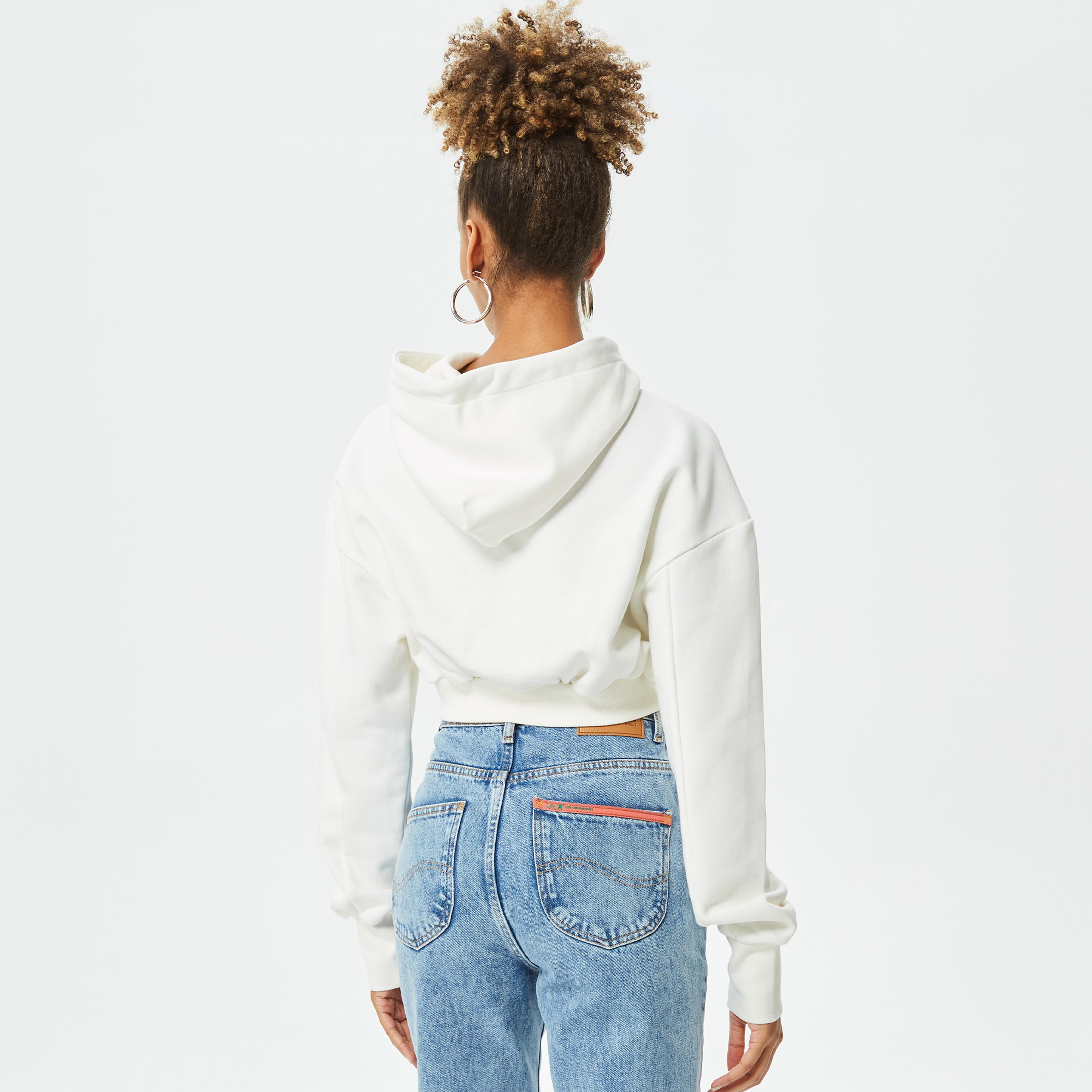 Holeacademıe Crop Hoodıe Kadın Krem Hoodie