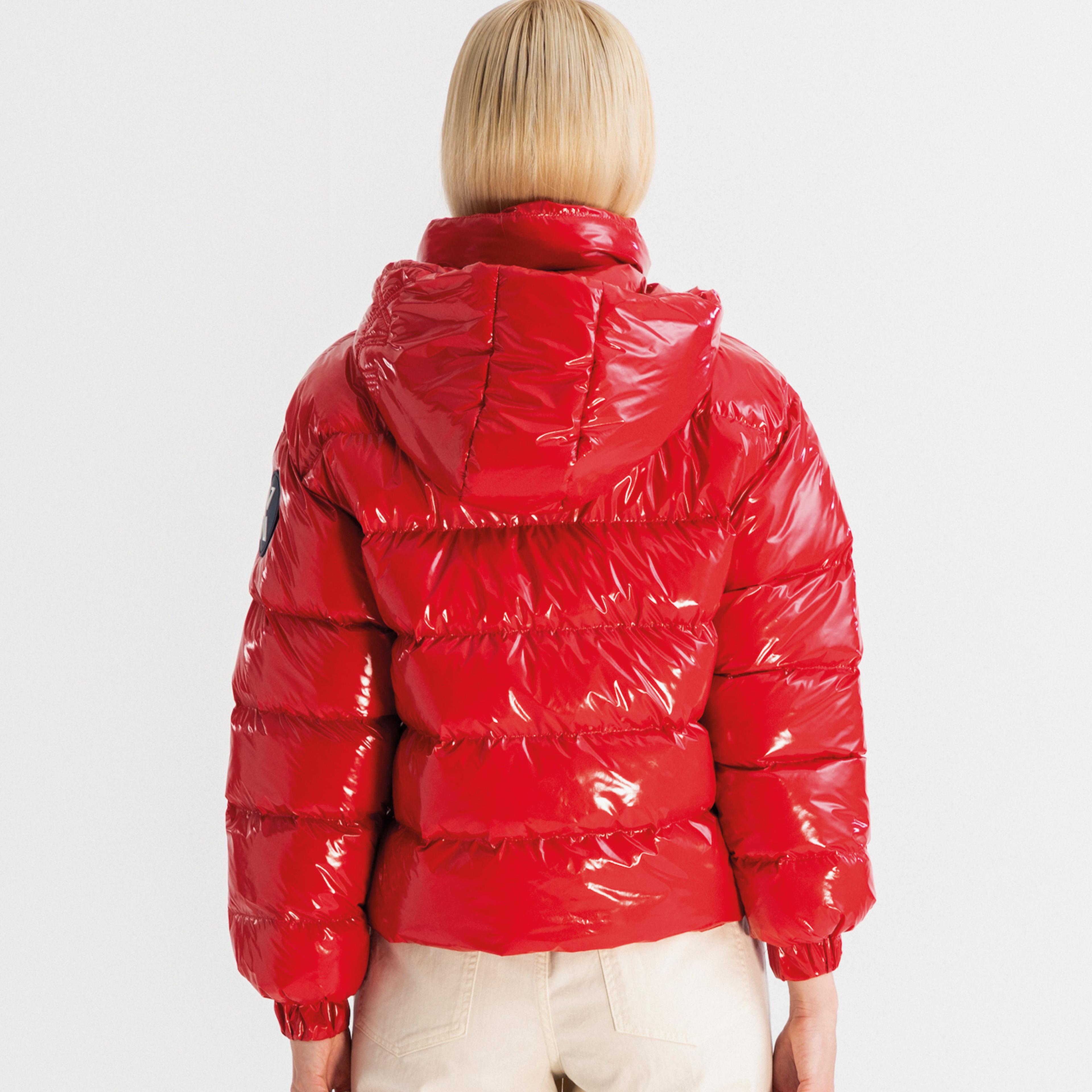 XUMU Downsized Glossy Kadın Kırmızı Puffer Mont
