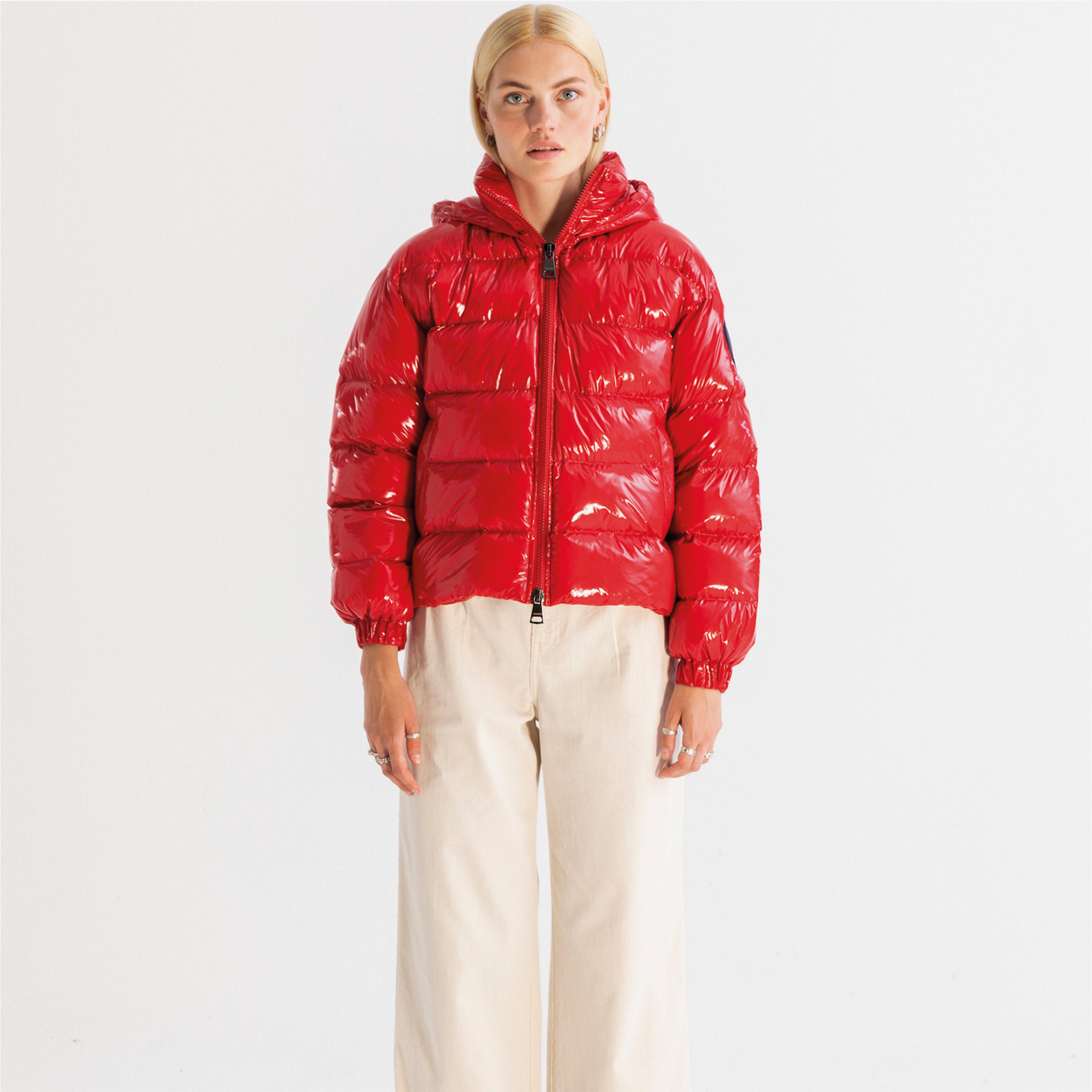 XUMU Downsized Glossy Kadın Kırmızı Puffer Mont