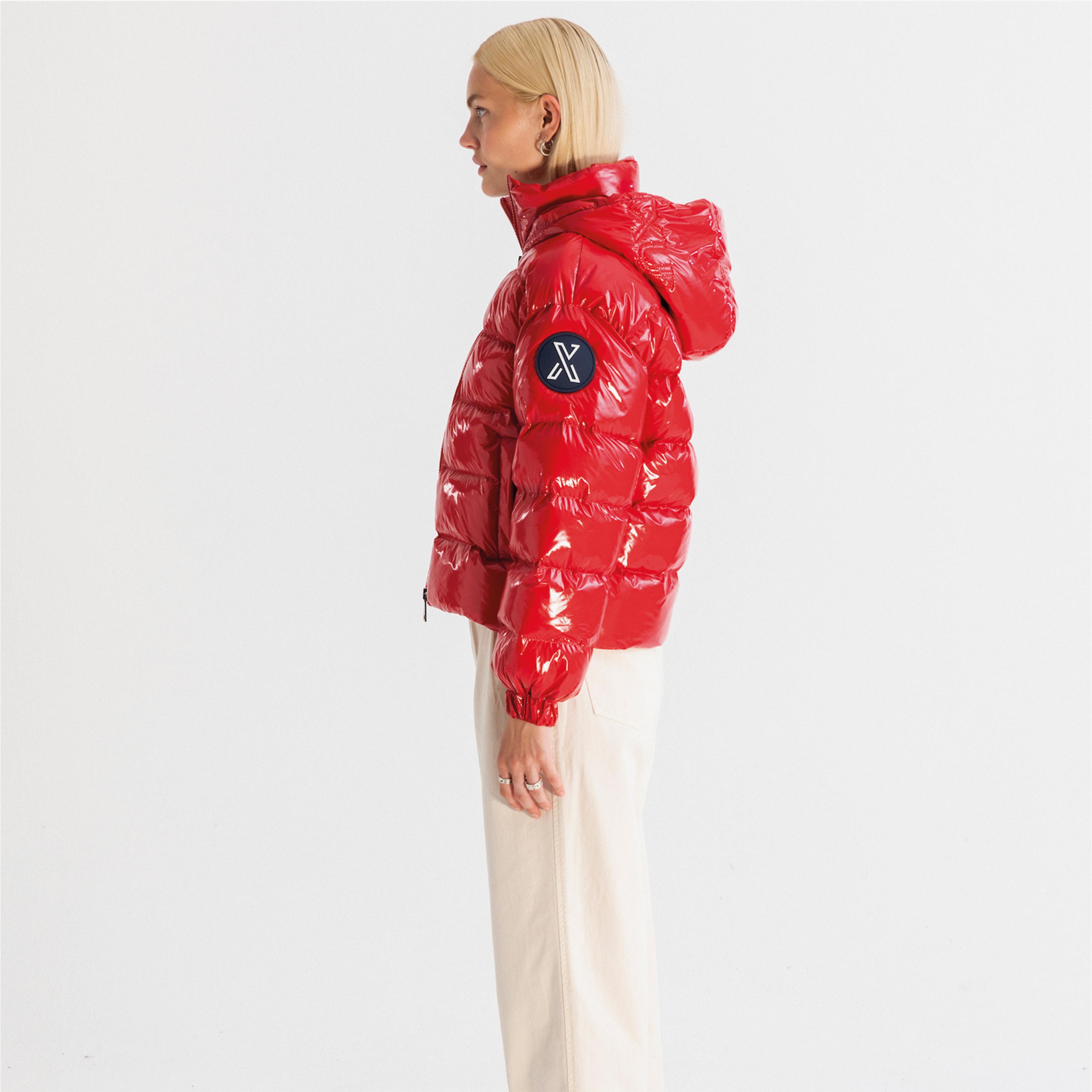 XUMU Downsized Glossy Kadın Kırmızı Puffer Mont