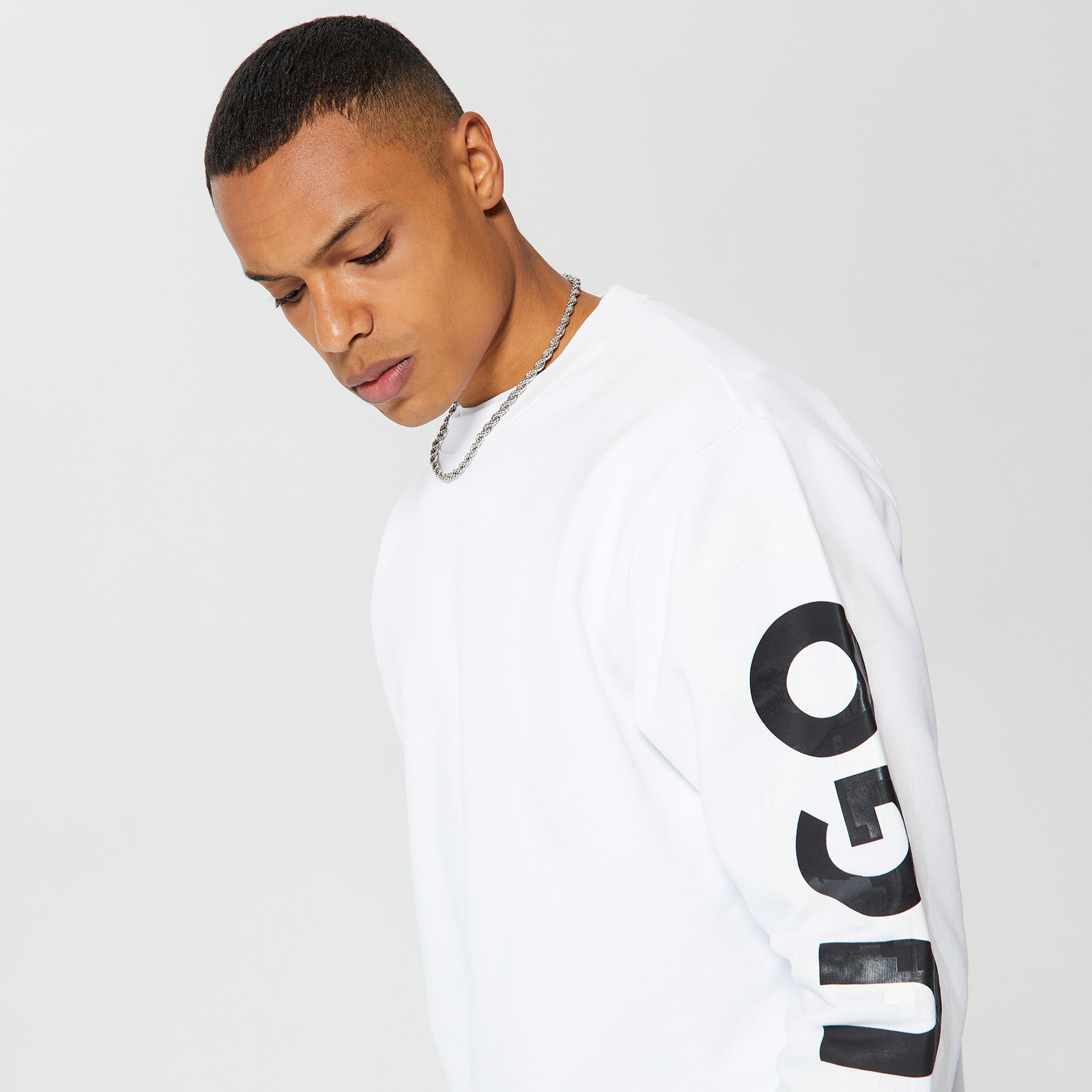 Hugo Deronese Erkek Beyaz Sweatshirt