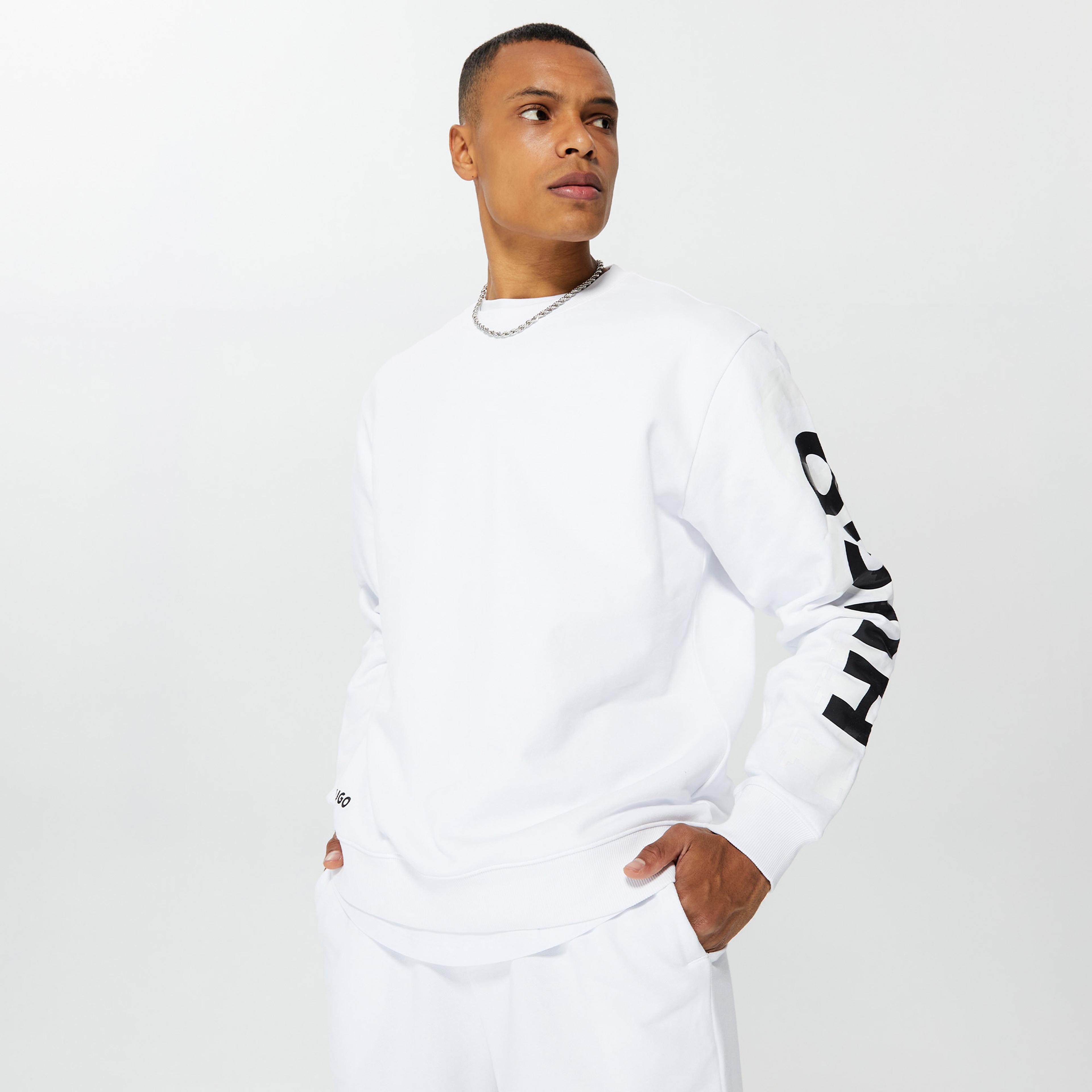 Hugo Deronese Erkek Beyaz Sweatshirt