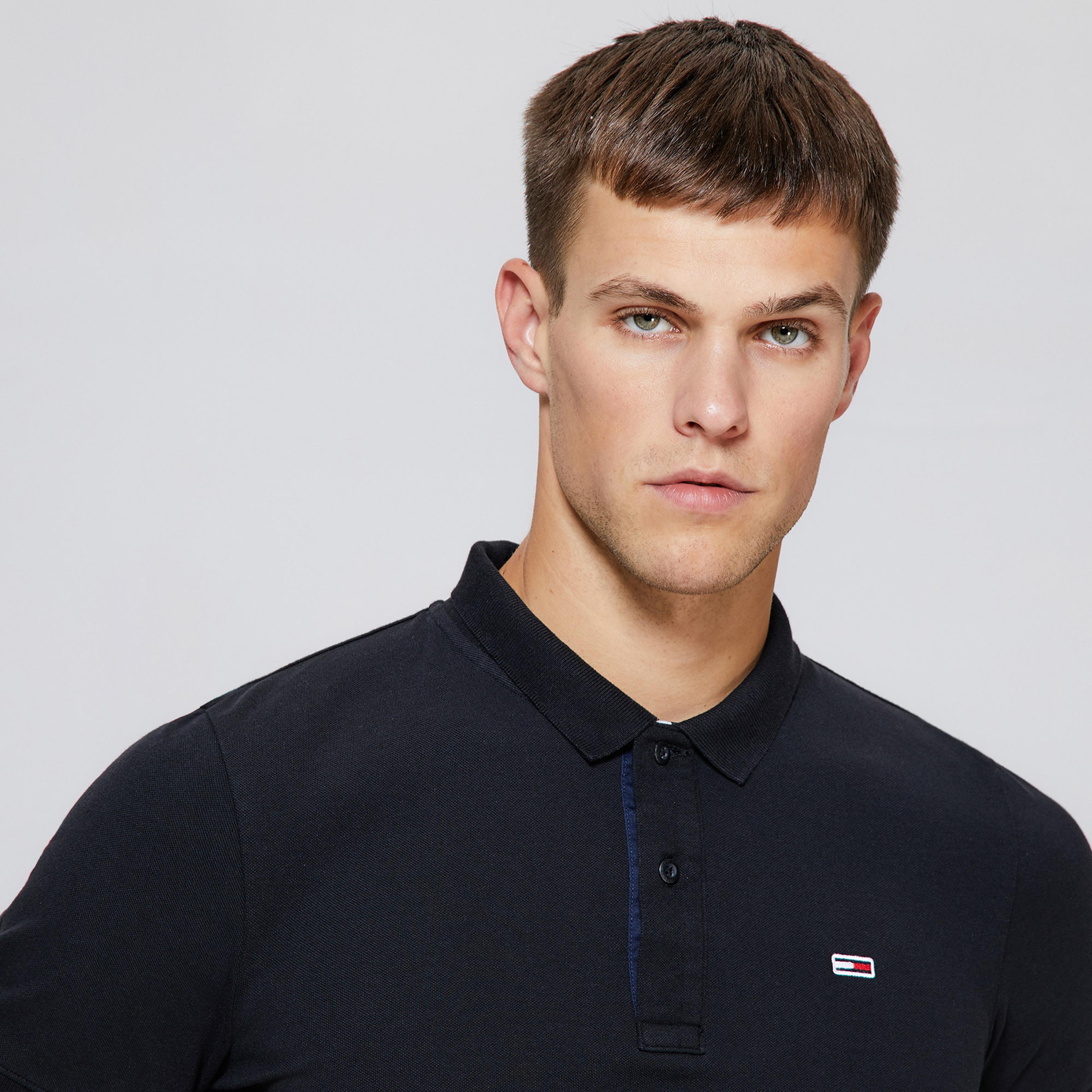 Tommy Jeans Solid Stretch Erkek Siyah Polo