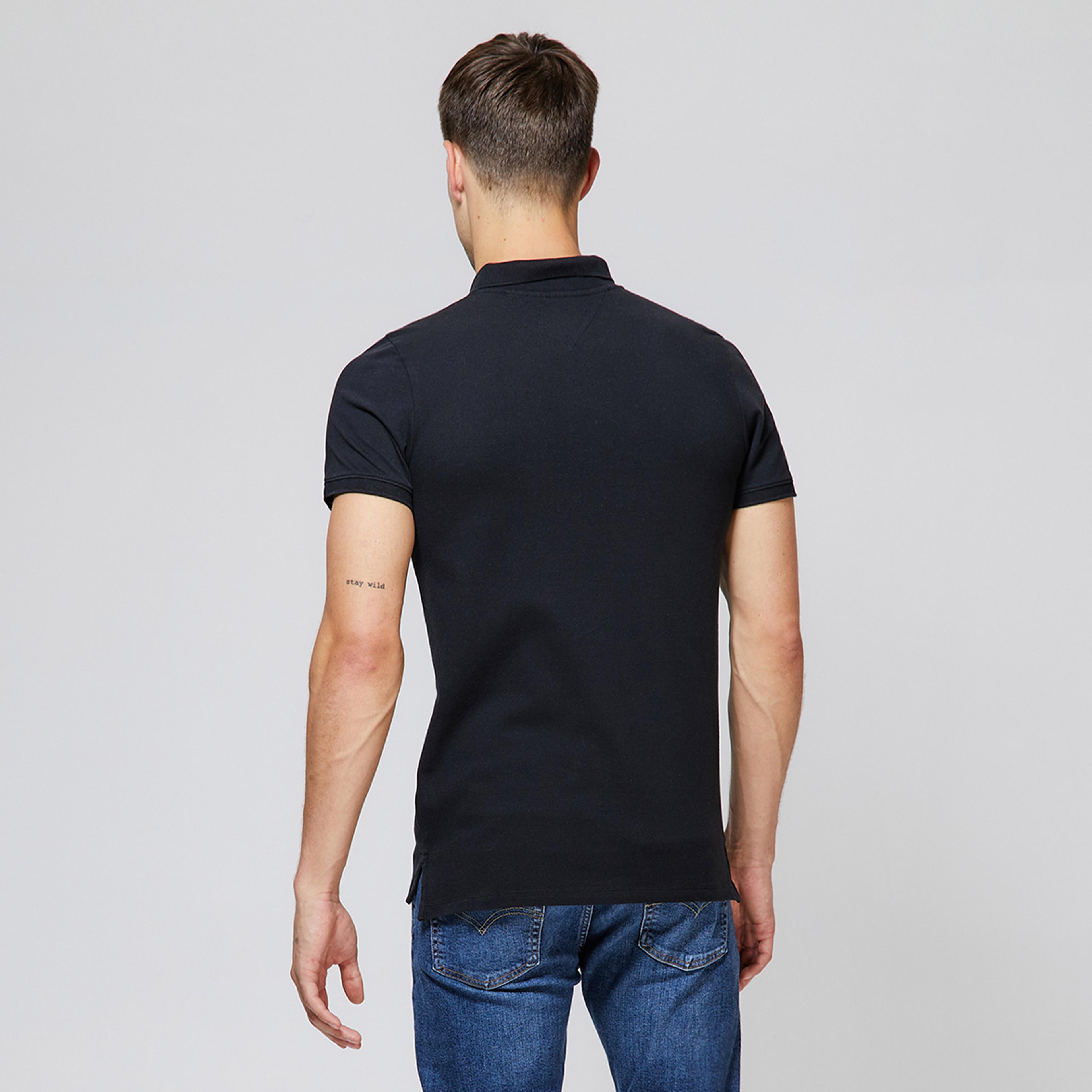 Tommy Jeans Solid Stretch Erkek Siyah Polo
