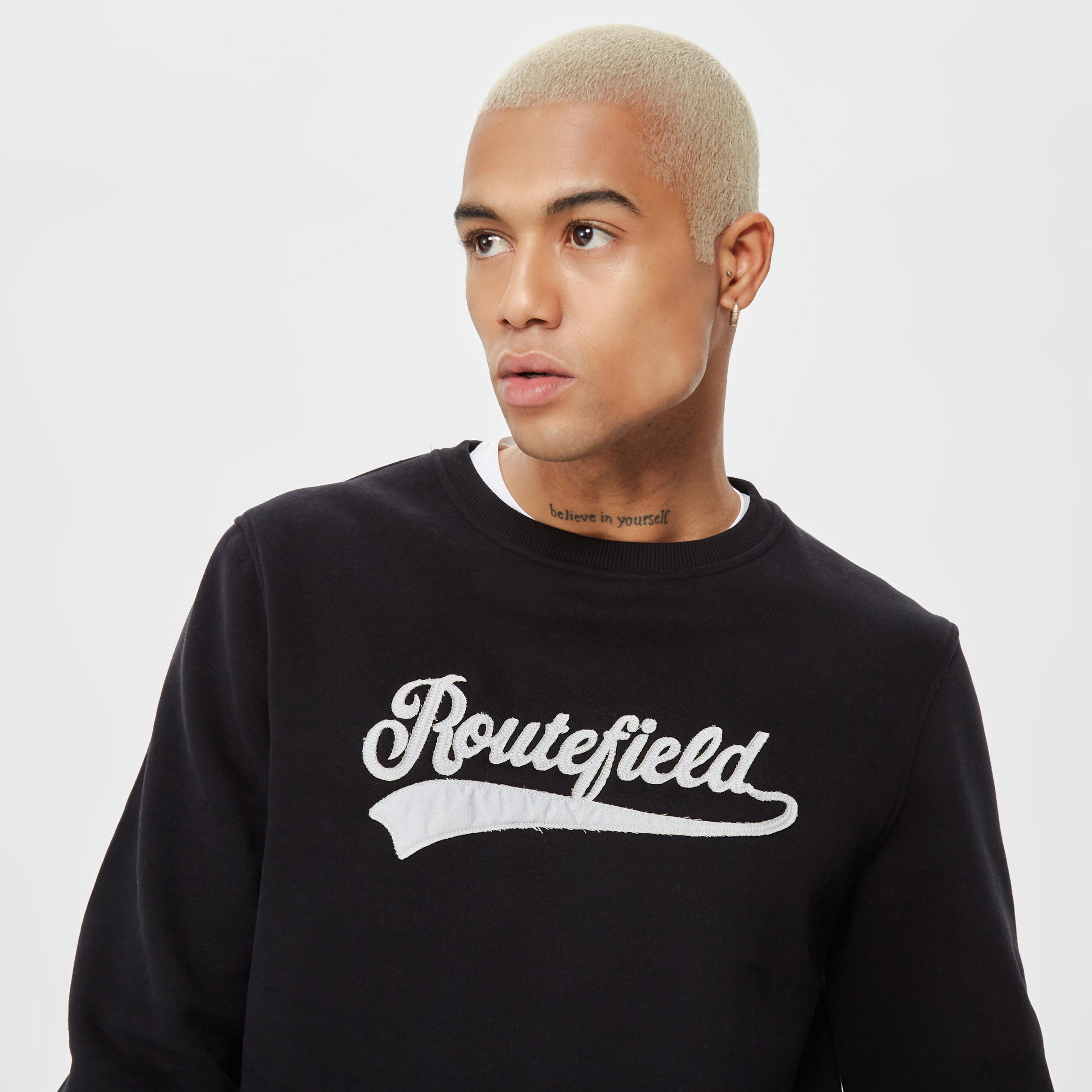 Routefield Hook Erkek Siyah Hoodie Sweatshirt