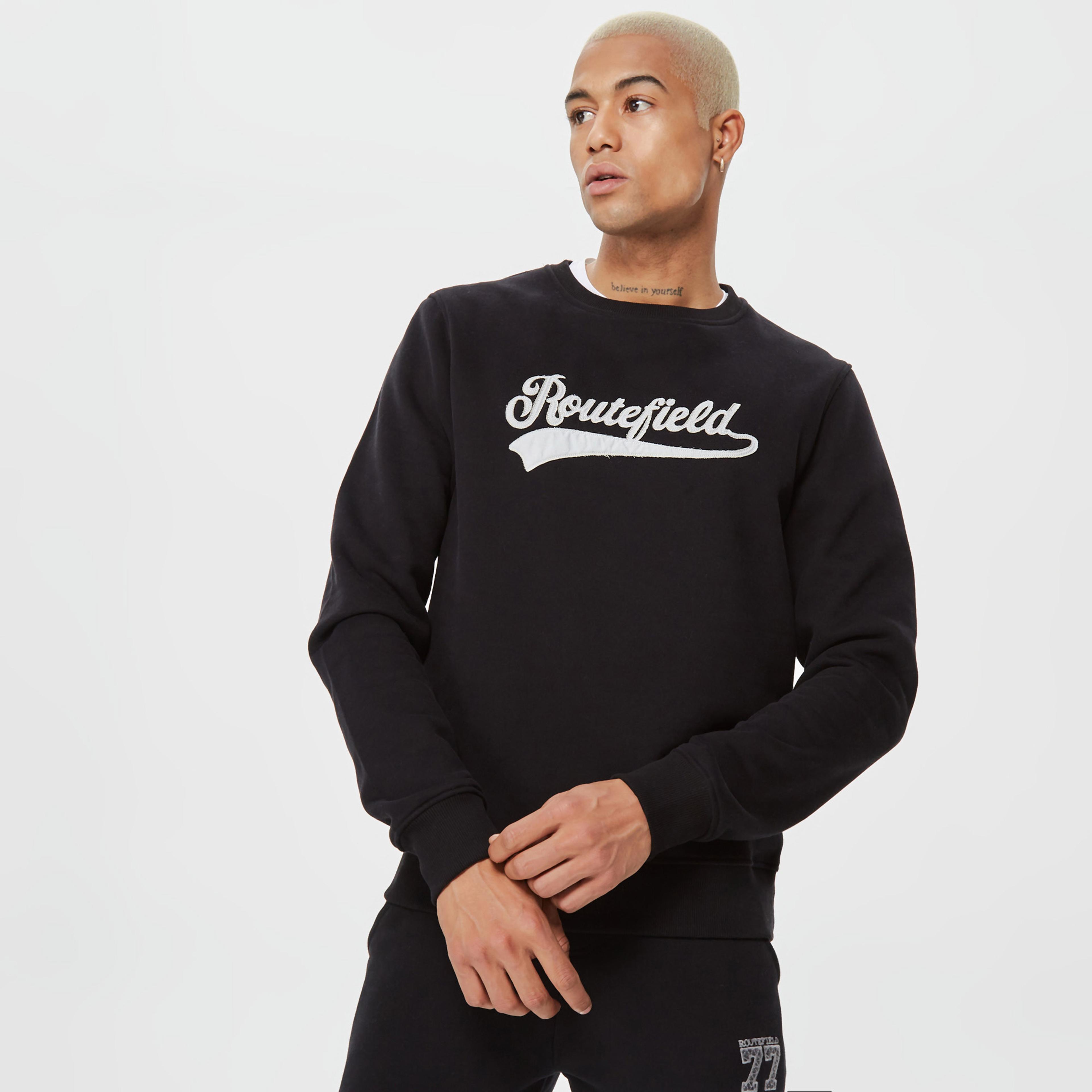 Routefield Hook Erkek Siyah Hoodie Sweatshirt