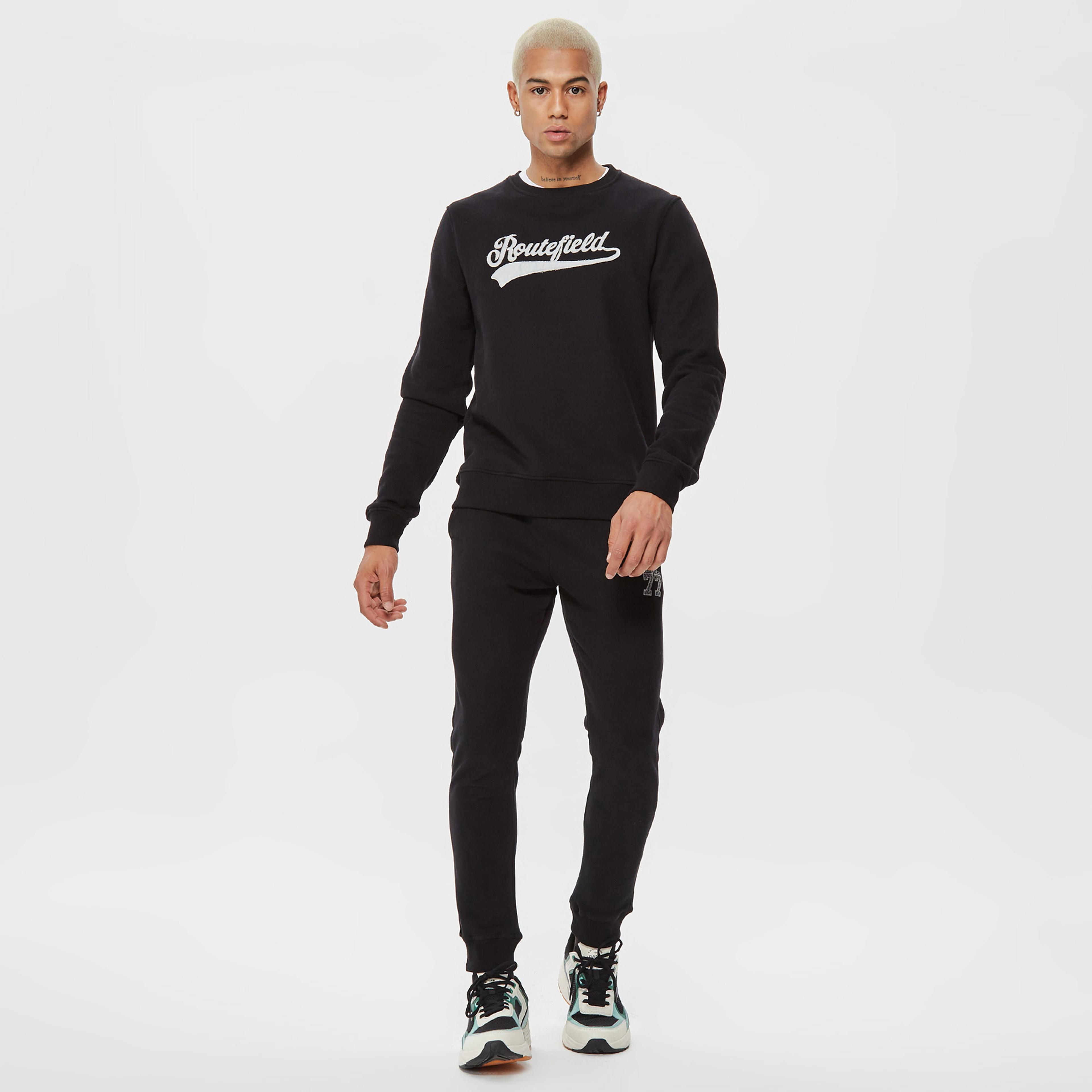 Routefield Hook Erkek Siyah Hoodie Sweatshirt