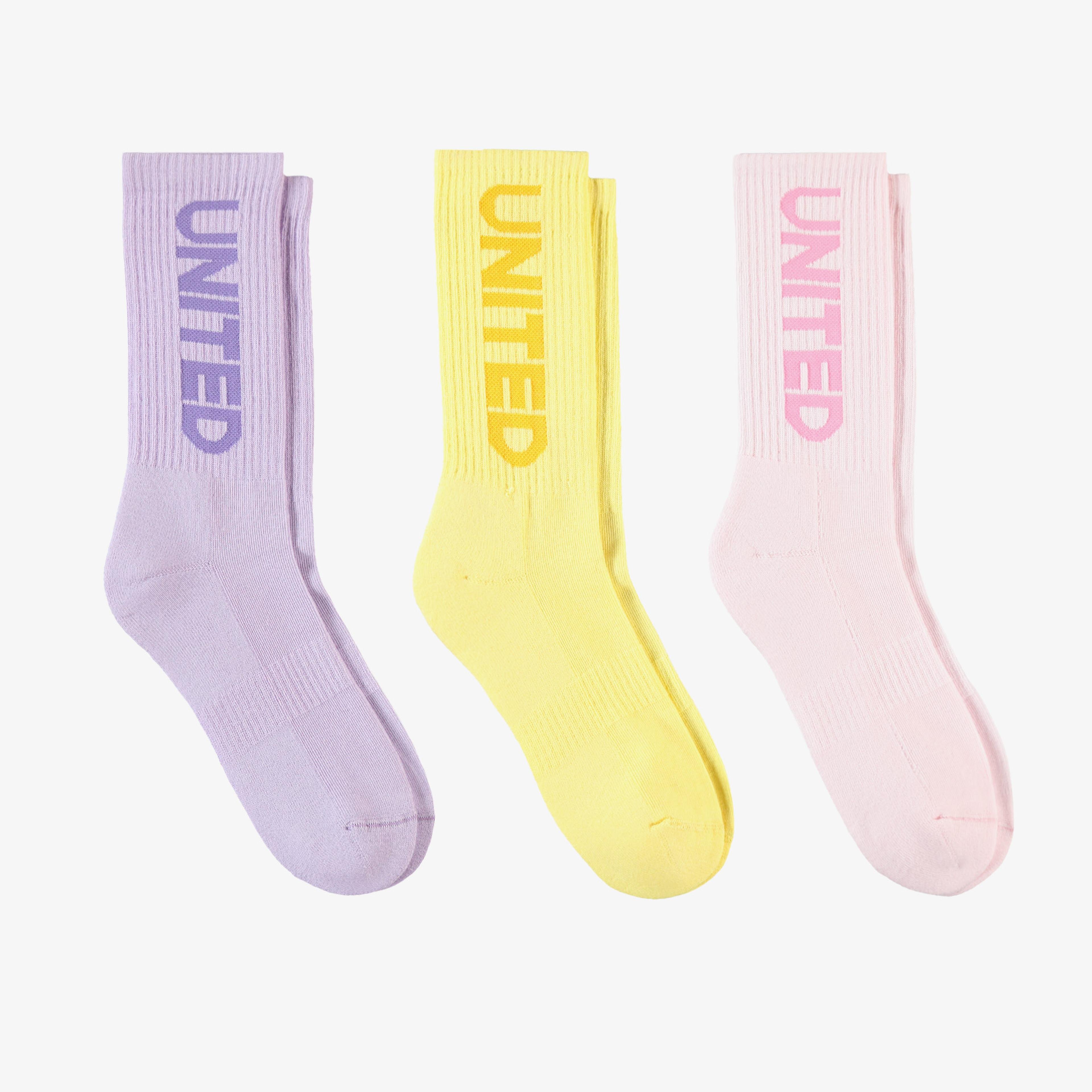 UNITED4 Cure Kadın Mor/Sarı/Pembe 3'lü Çorap