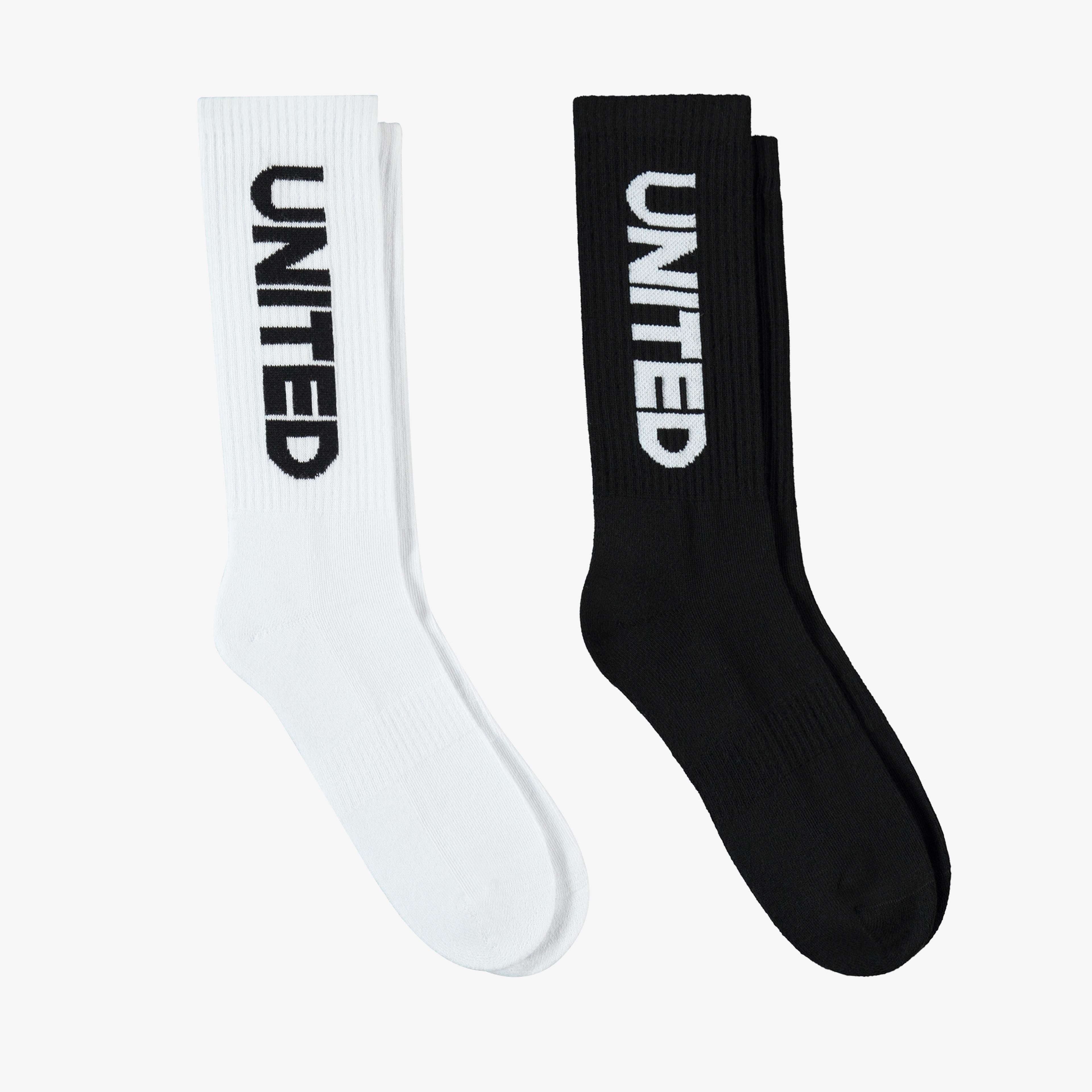 United4 Classic Unisex Siyah/Beyaz 2'li Çorap
