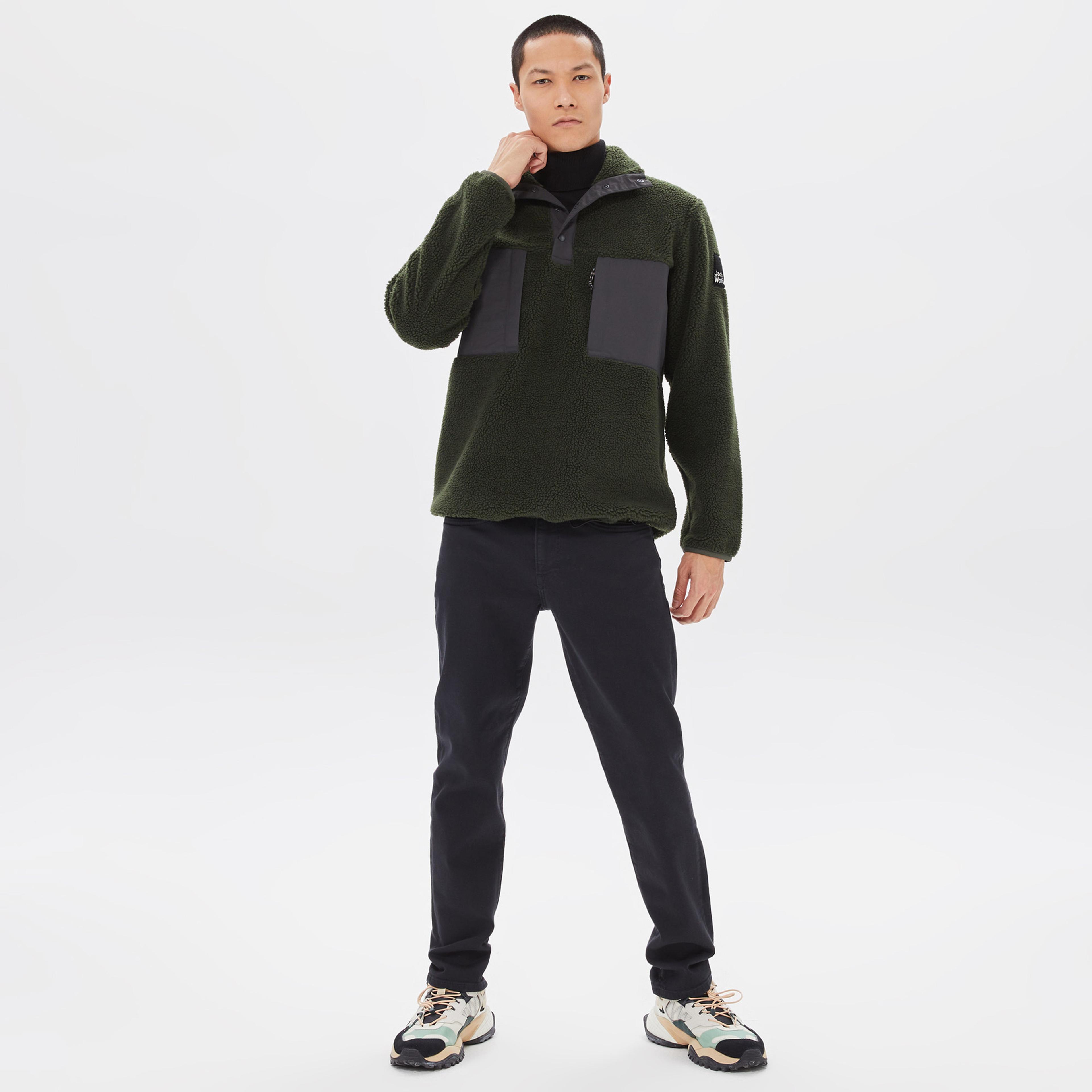 Jack Wolfskin Pank Snap Erkek Yeşil Sweatshirt