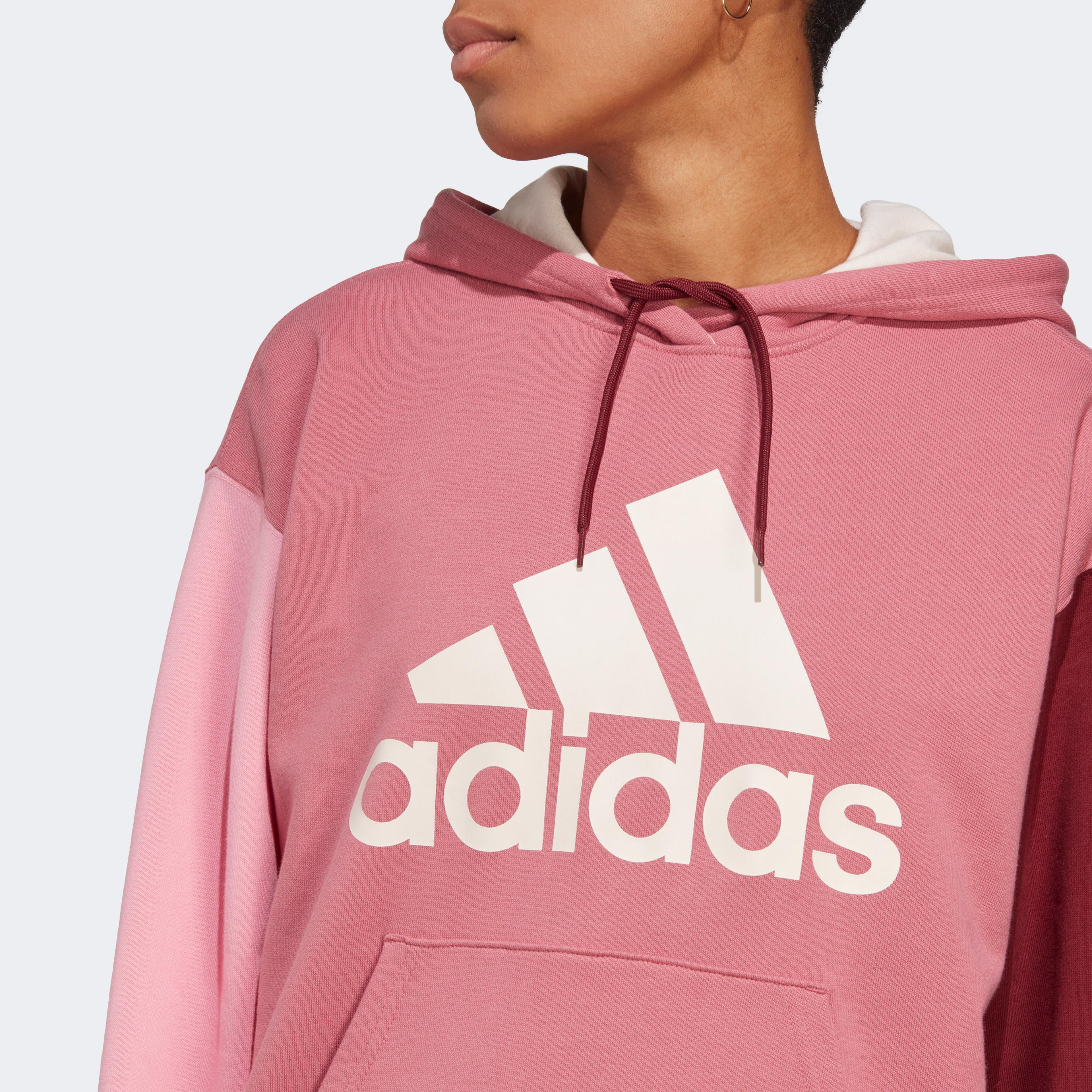 adidas Essentials Big Logo Oversized French Terry Hoodie Kadın Pembe Sweatshirt