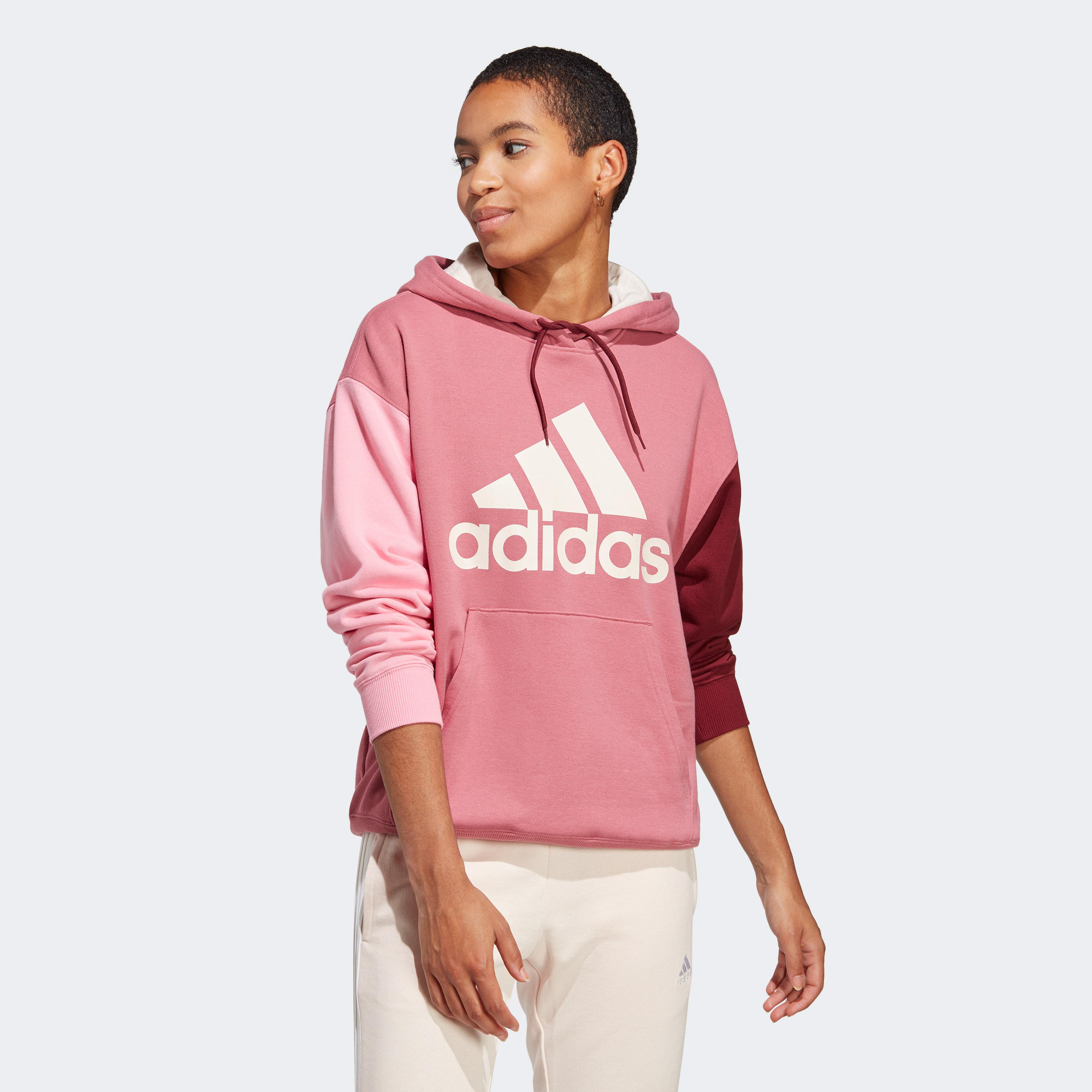 adidas Essentials Big Logo Oversized French Terry Hoodie Kadın Pembe Sweatshirt