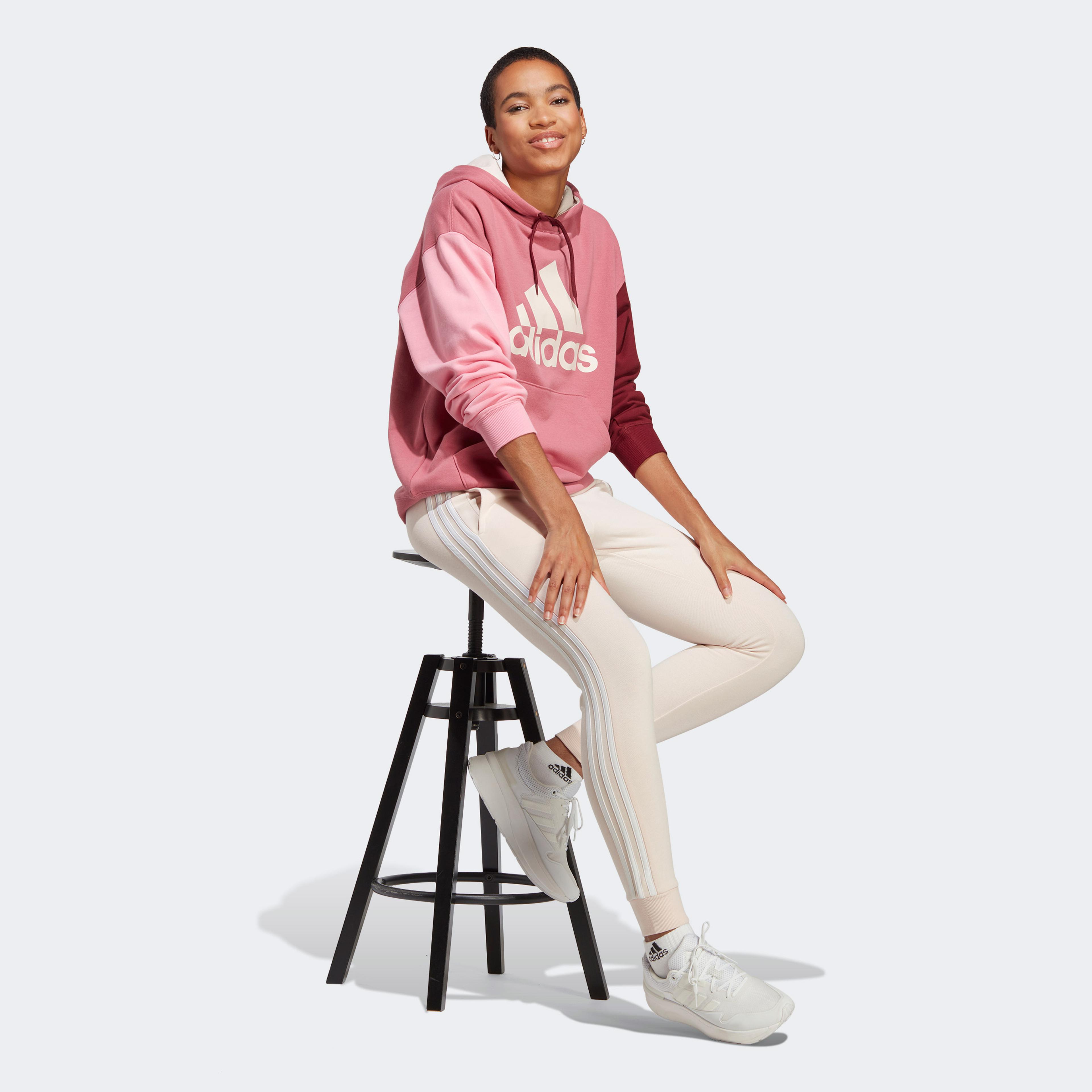adidas Essentials Big Logo Oversized French Terry Hoodie Kadın Pembe Sweatshirt