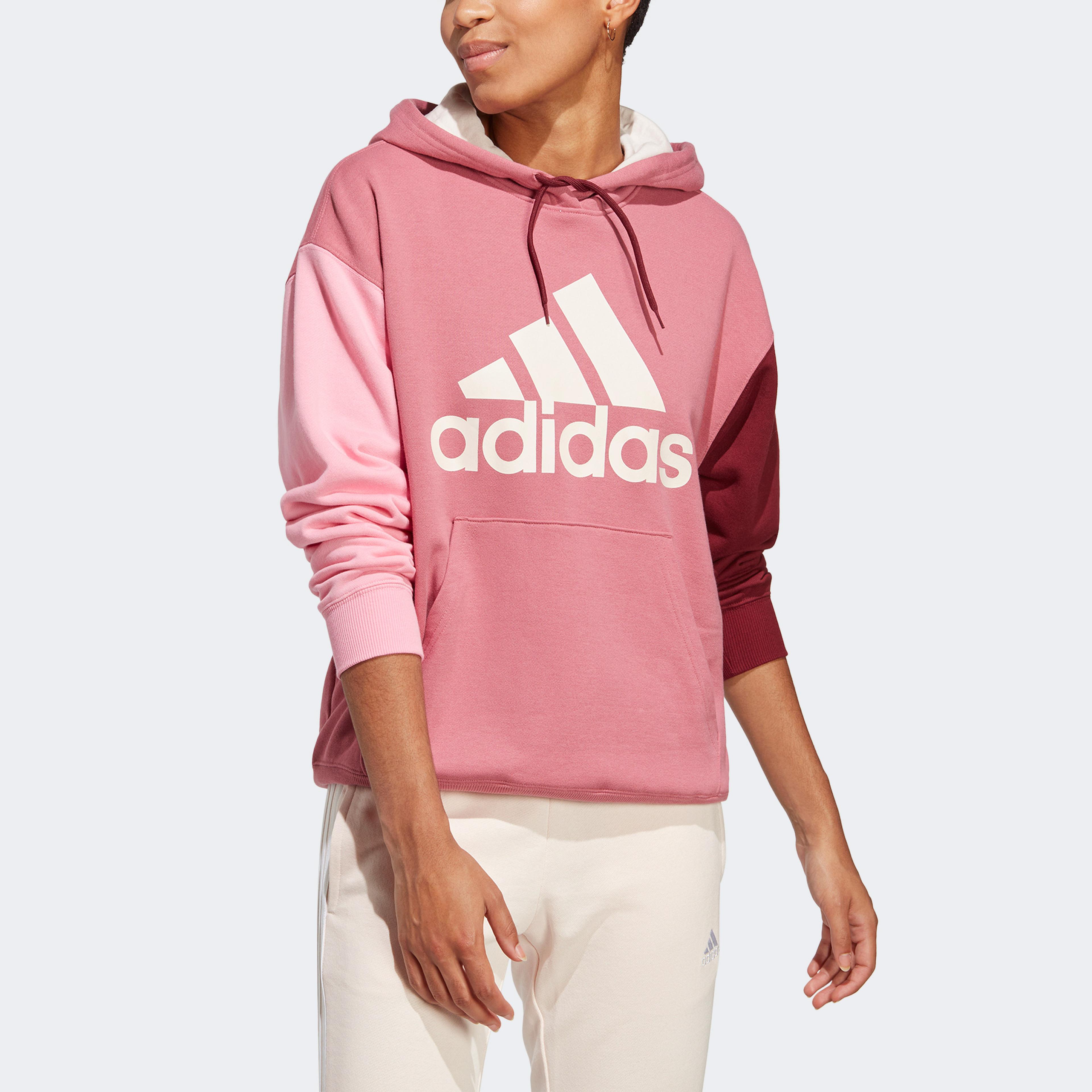 adidas Essentials Big Logo Oversized French Terry Hoodie Kadın Pembe Sweatshirt