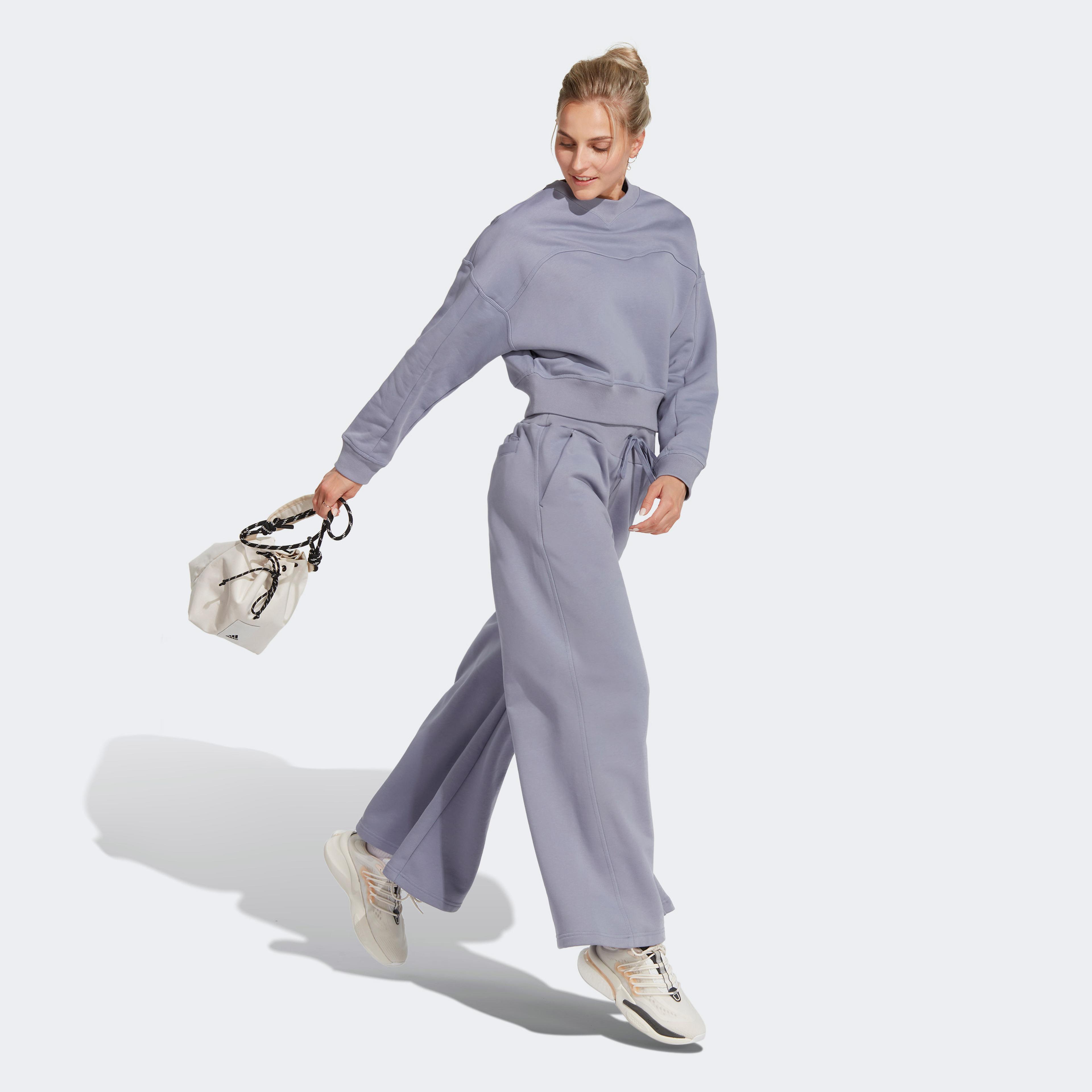 adidas Lounge Fleece Wide Kadın Mavi Eşofman Altı