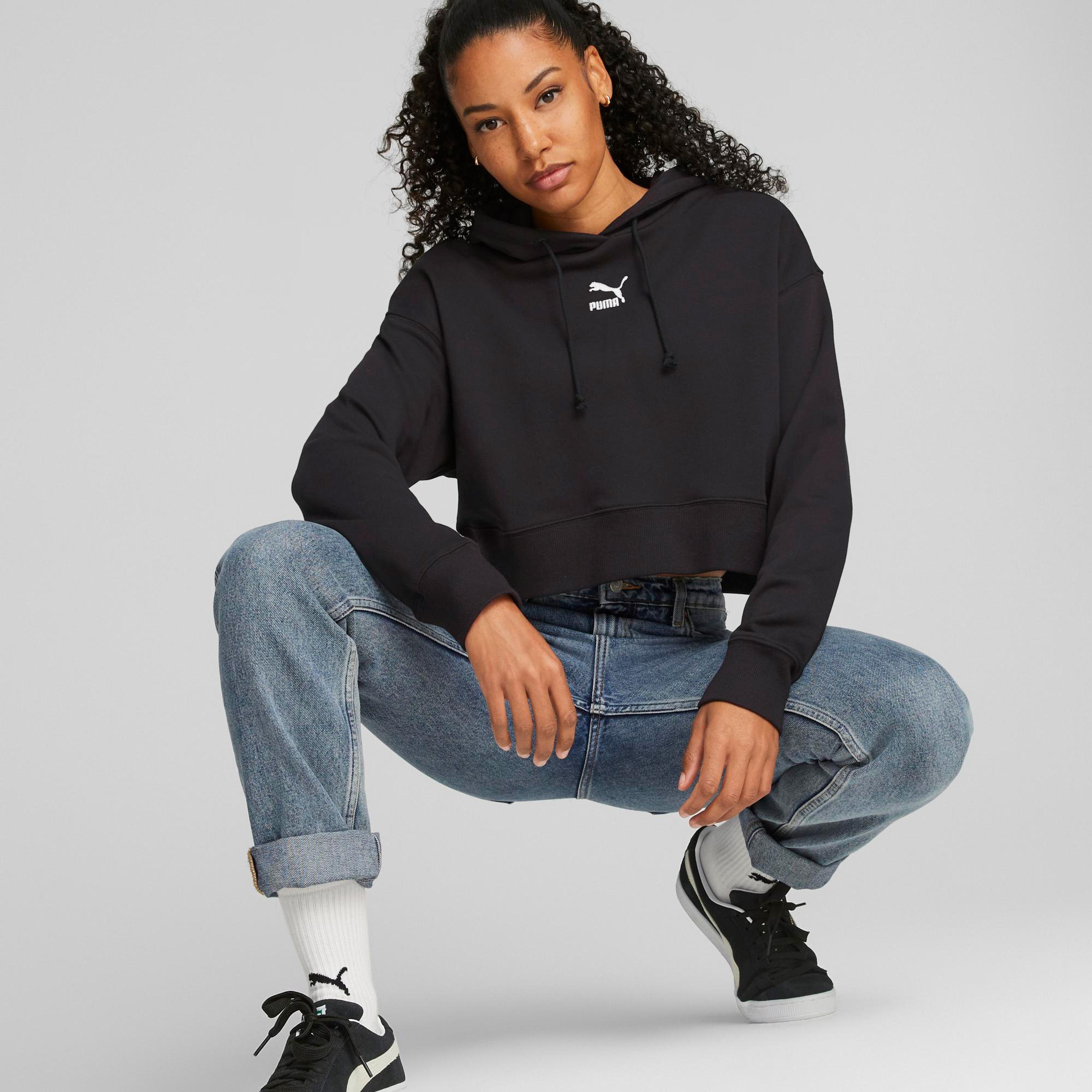 Puma Classics Cropped Kadın Siyah Sweatshirt
