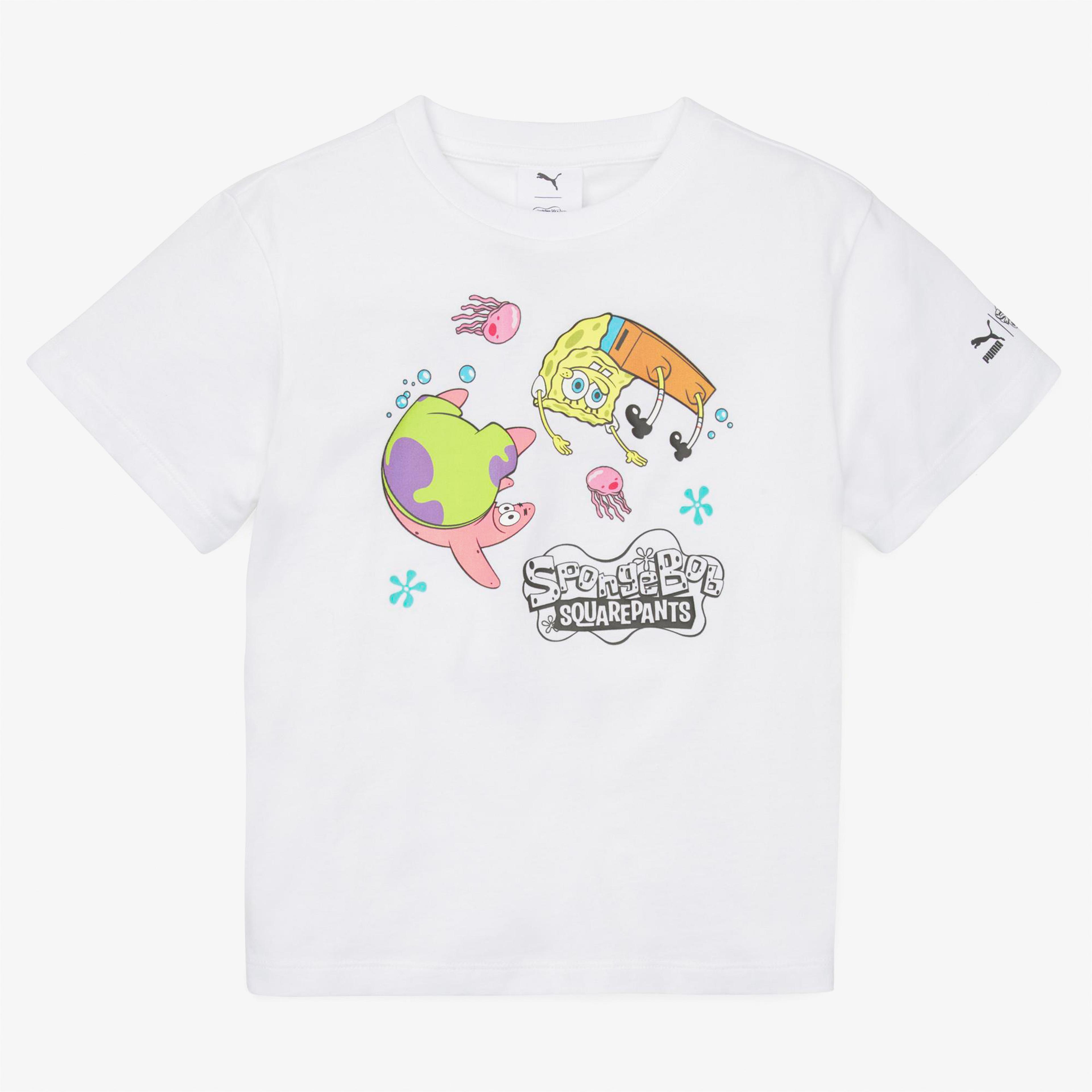 Puma X Spongebob Çocuk Beyaz T-Shirt