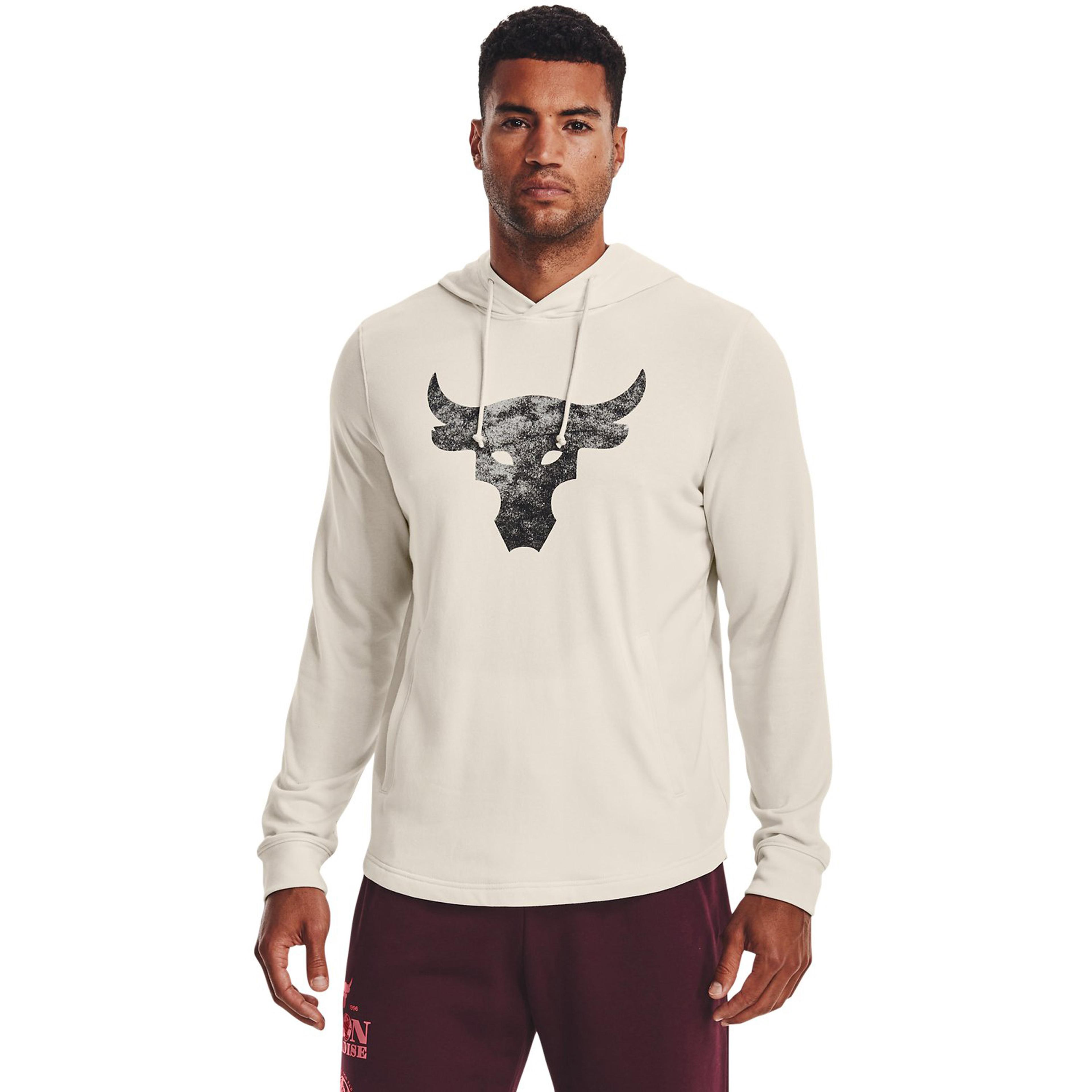Under Armour Project Rock Terry Erkek Beyaz Sweatshirt