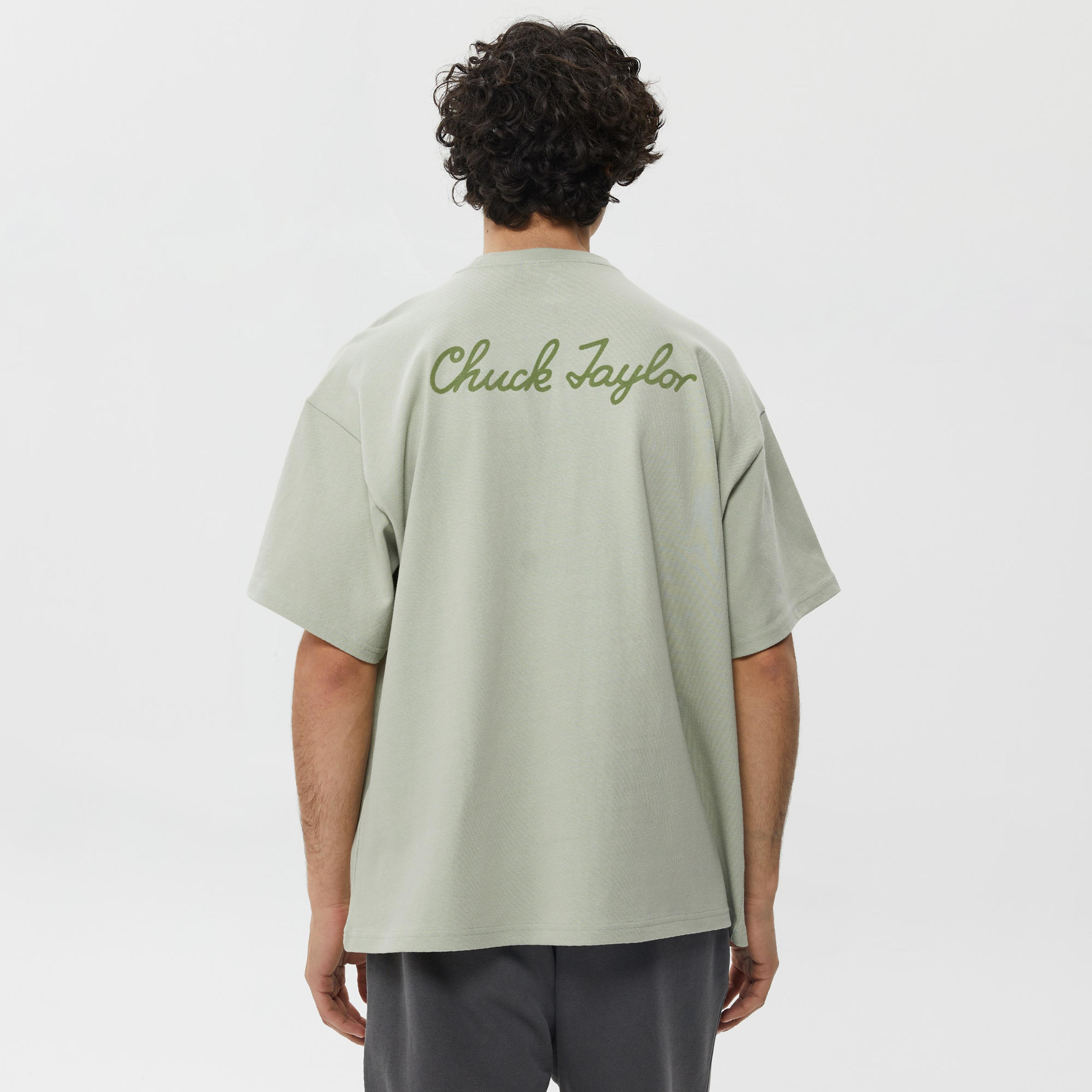 Converse Loose Fit Left Chest Sneaker Patch Back Hit Unisex Gri T-Shirt