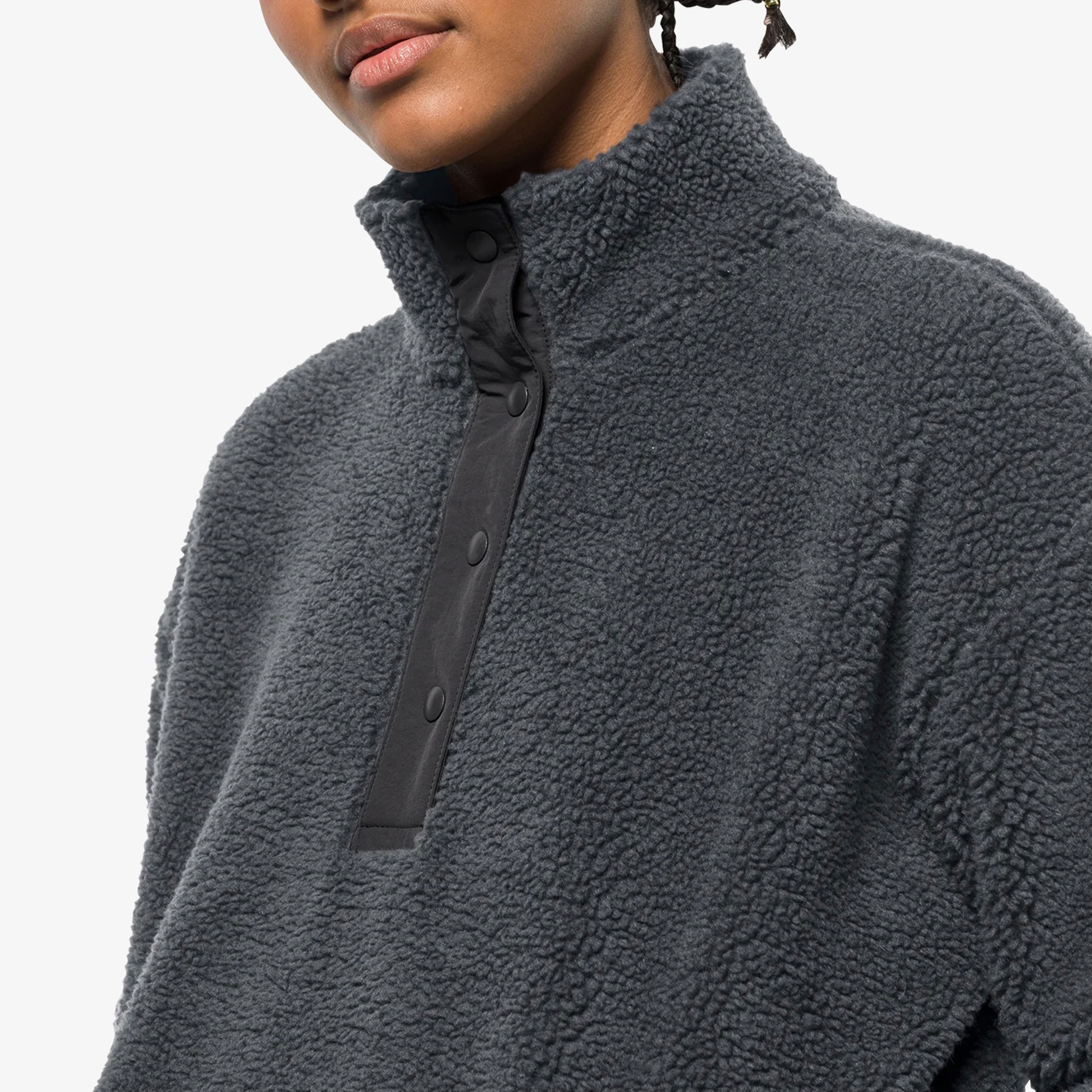 Jack Wolfskin Pank Snap Kadın Siyah Sweatshirt