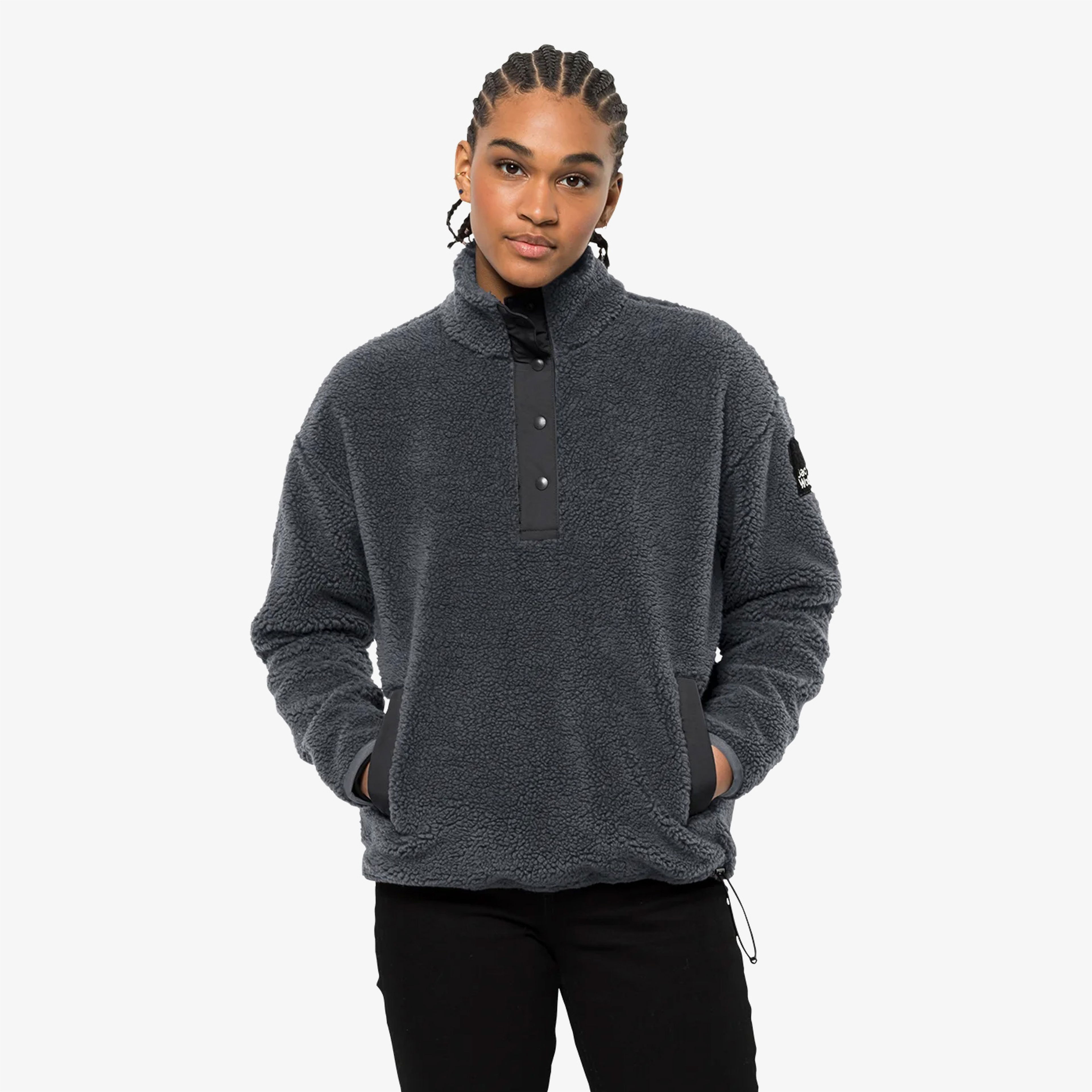 Jack Wolfskin Pank Snap Kadın Siyah Sweatshirt