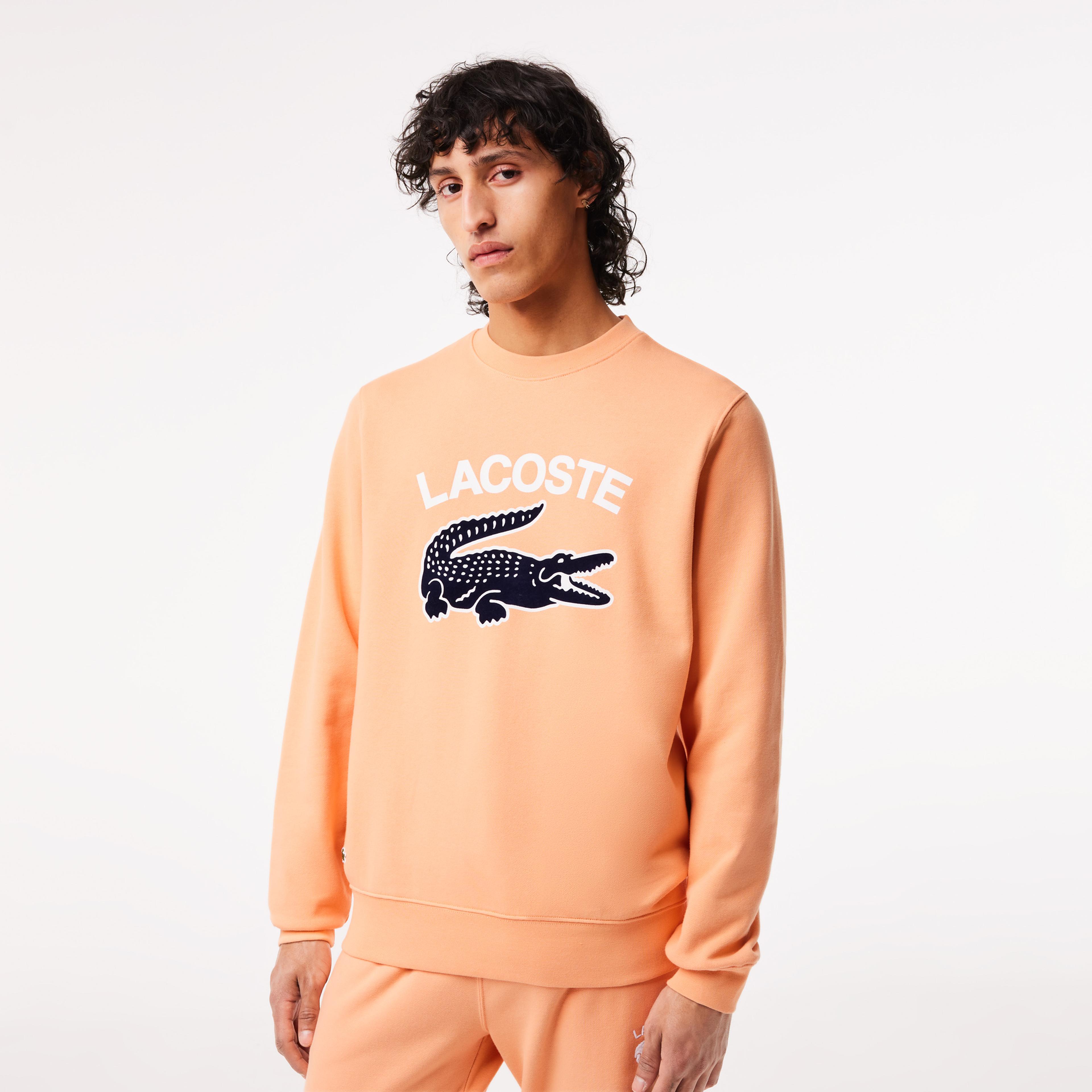 Lacoste Erkek Regular Fit Bisiklet Yaka Baskılı Turuncu Sweatshirt