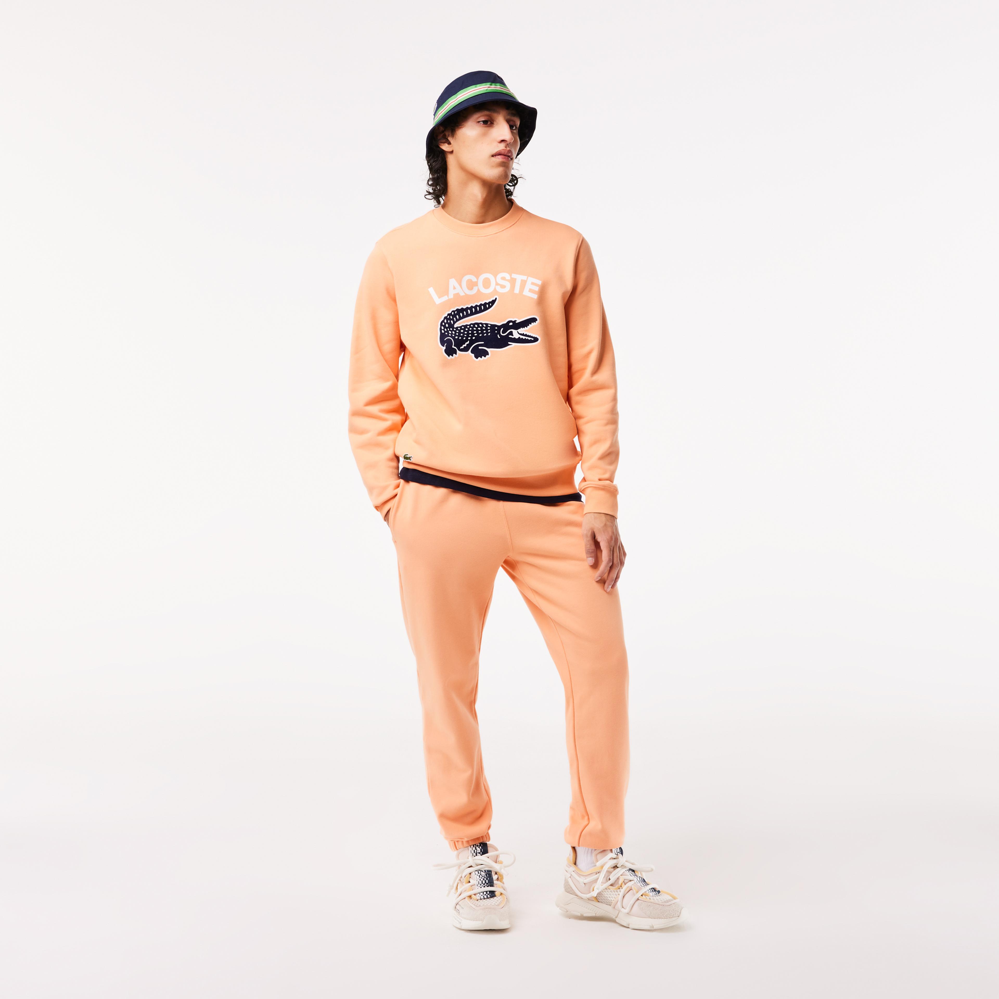 Lacoste Erkek Regular Fit Bisiklet Yaka Baskılı Turuncu Sweatshirt