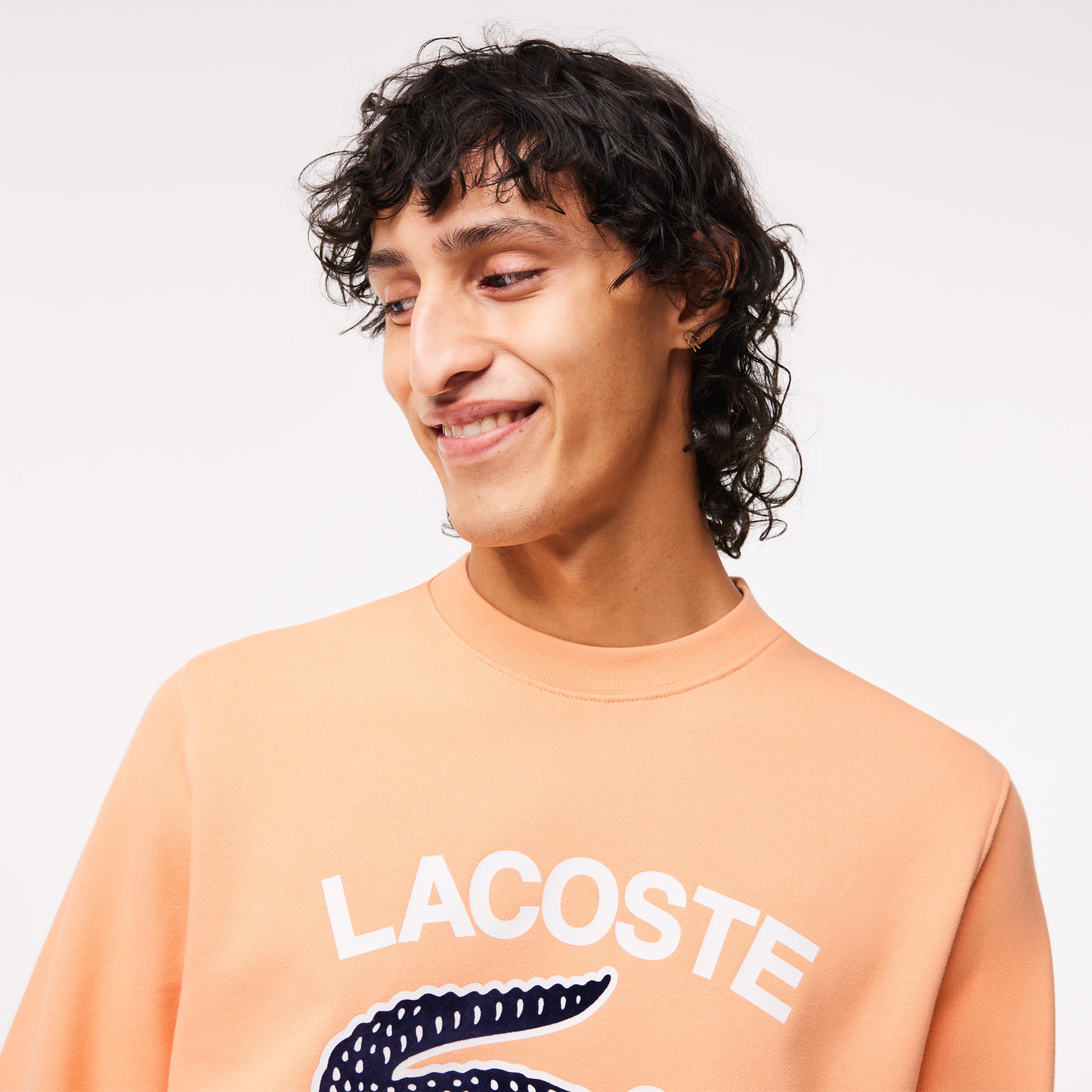 Lacoste Erkek Regular Fit Bisiklet Yaka Baskılı Turuncu Sweatshirt