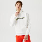 Lacoste Erkek Relaxed Fit Kapüşonlu Baskılı Beyaz Sweatshirt
