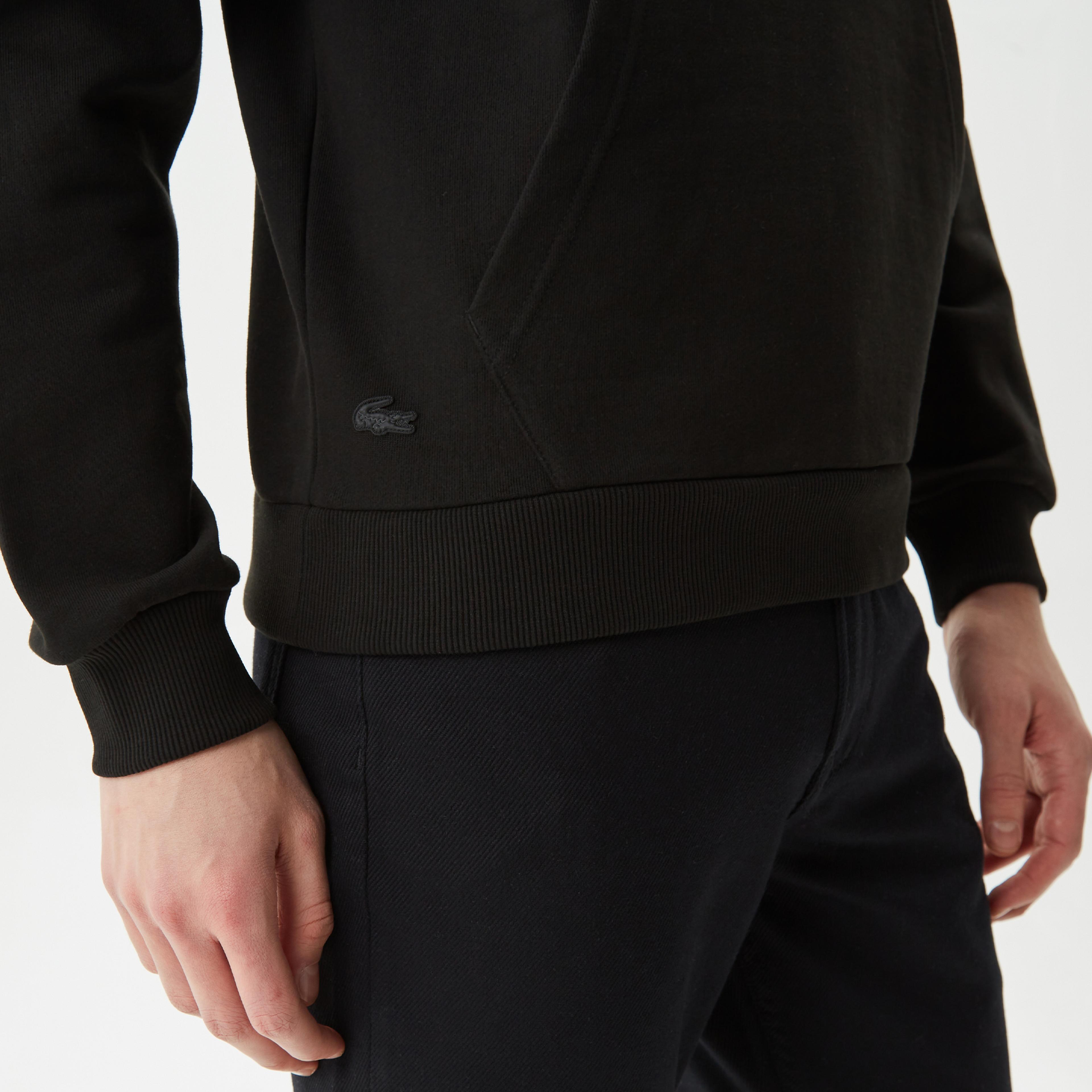 Lacoste Erkek Relaxed Fit Kapüşonlu Baskılı Siyah Sweatshirt